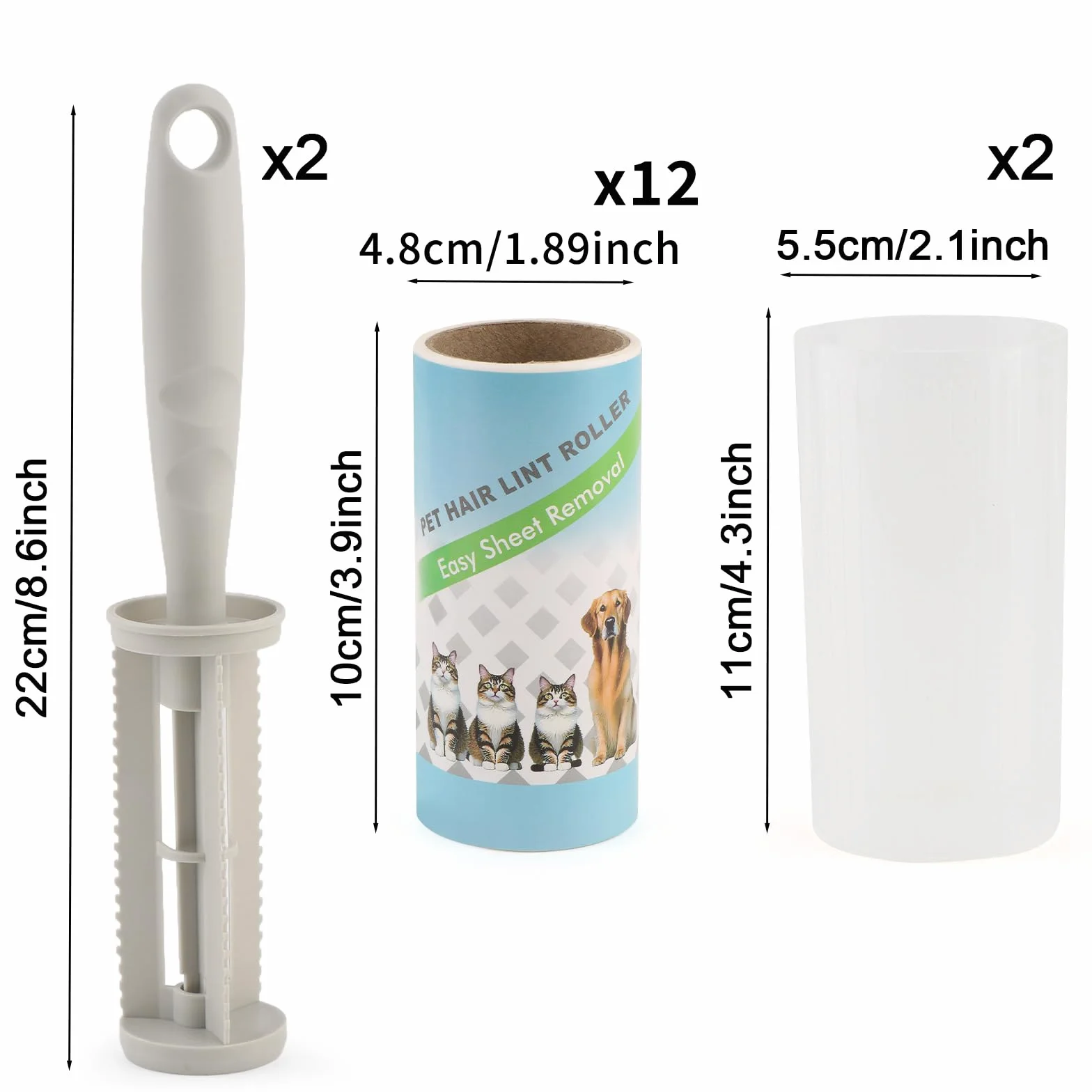 Rouleau Poils Animaux 12 Rouleaux 720 Feuilles Brosse Collante Poils Chat Chien Vêtements Canapé