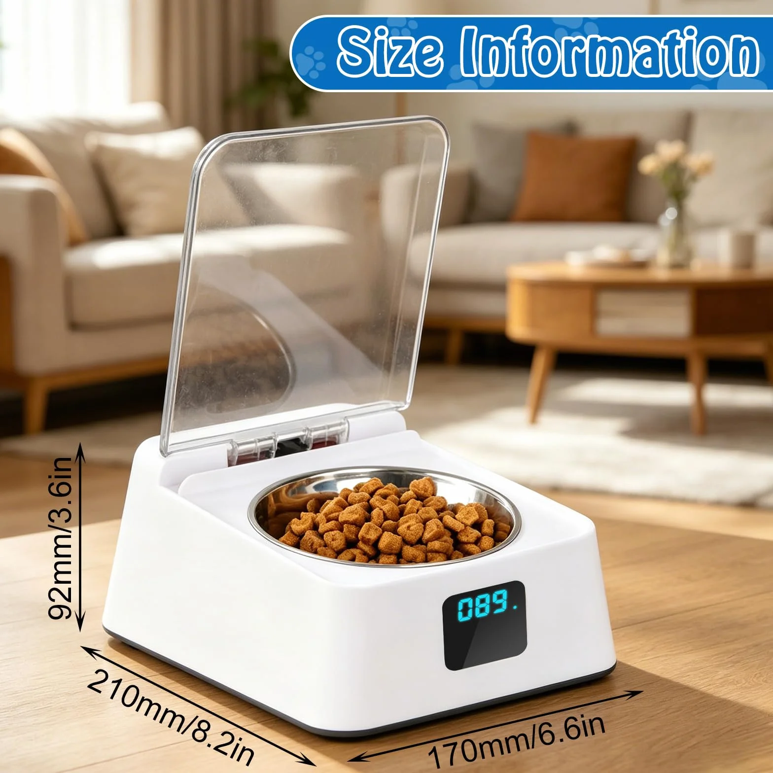 Gamelle intelligente 350 ml distributeur automatique nourriture humide chat induction infrarouge noir et blanc