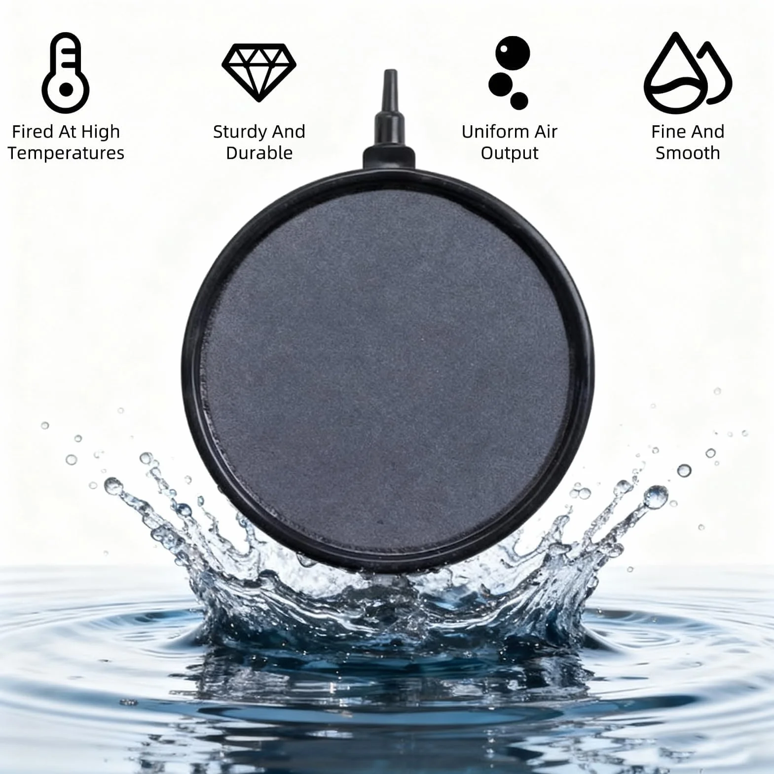 Pierre à Air pour étangs 10 cm Bulleur Aquarium Grand Disque Tuyau 4 mm / 8 mm avec Ventouses