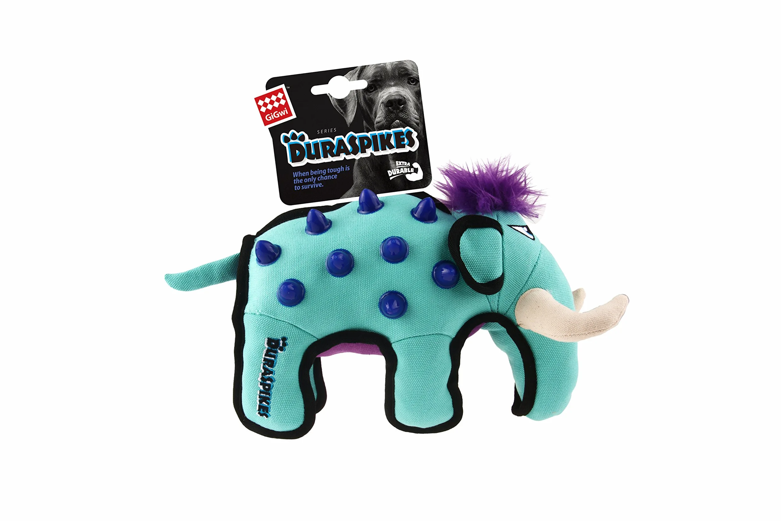 GiGwi Duraspikes Jouet à mâcher interactif pour Chien Bleu Clair Éléphant Jouet à mâcher pour Les mâcheurs durs