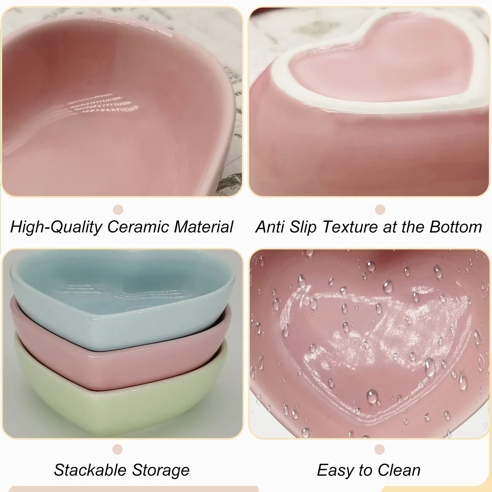 Bol céramique en forme de cœur pour hamster, cochon d'Inde, gerbille, hérisson, chinchilla, perroquet (rose)