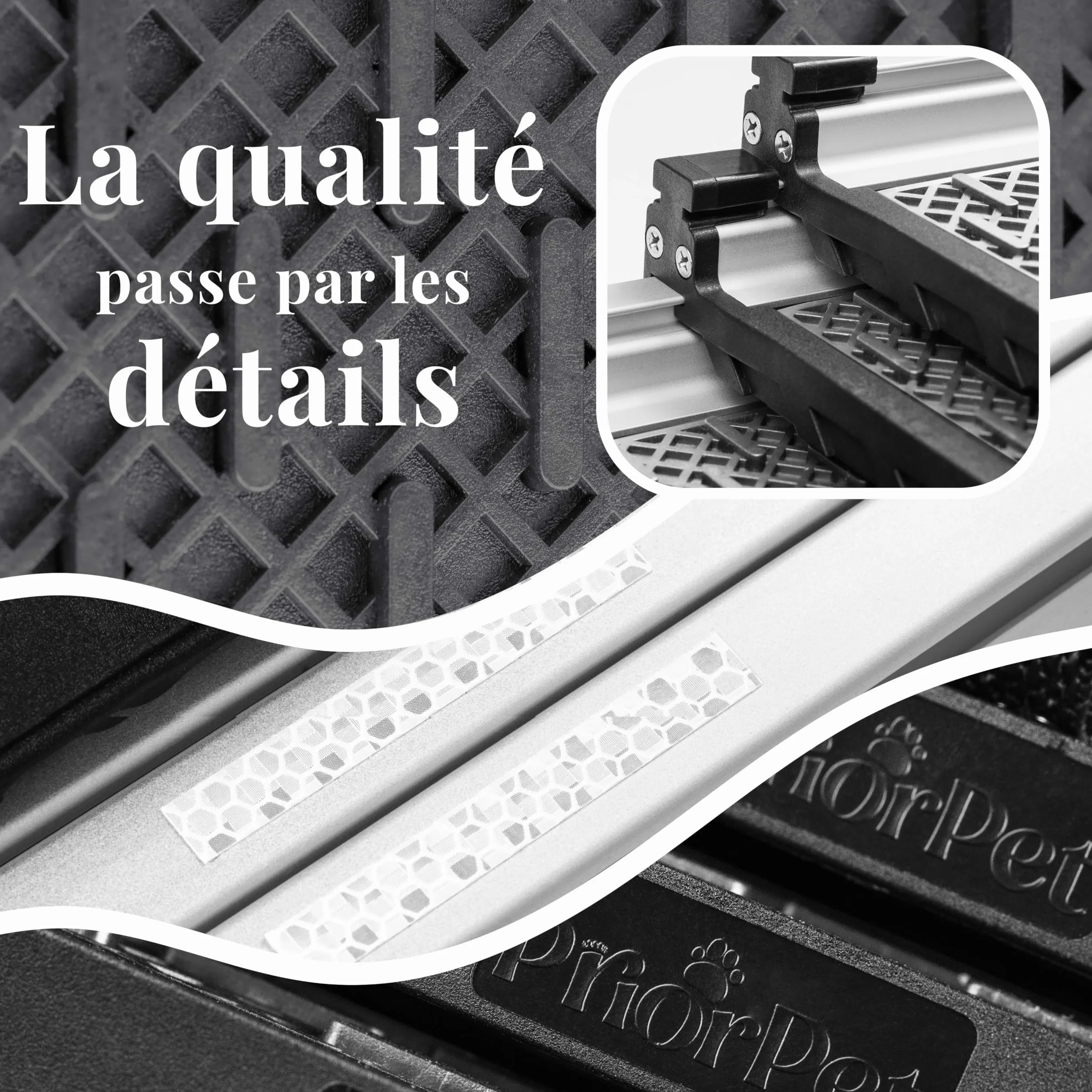Rampe télescopique pour Chien Voiture SUV 90kg Antidérapante Sécurité Nuit