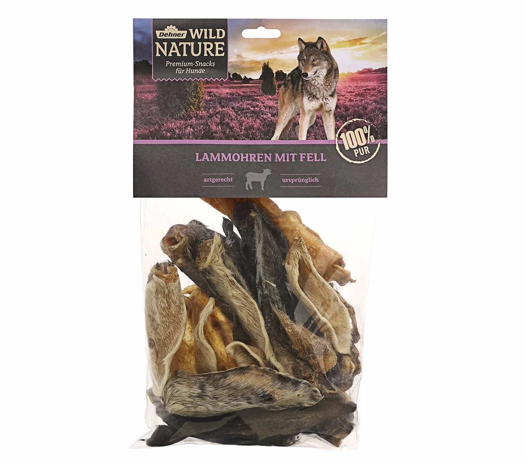 Dehner Wild Nature Chien à Oreilles avec Fourrure d'agneau, Naturel, 200 g