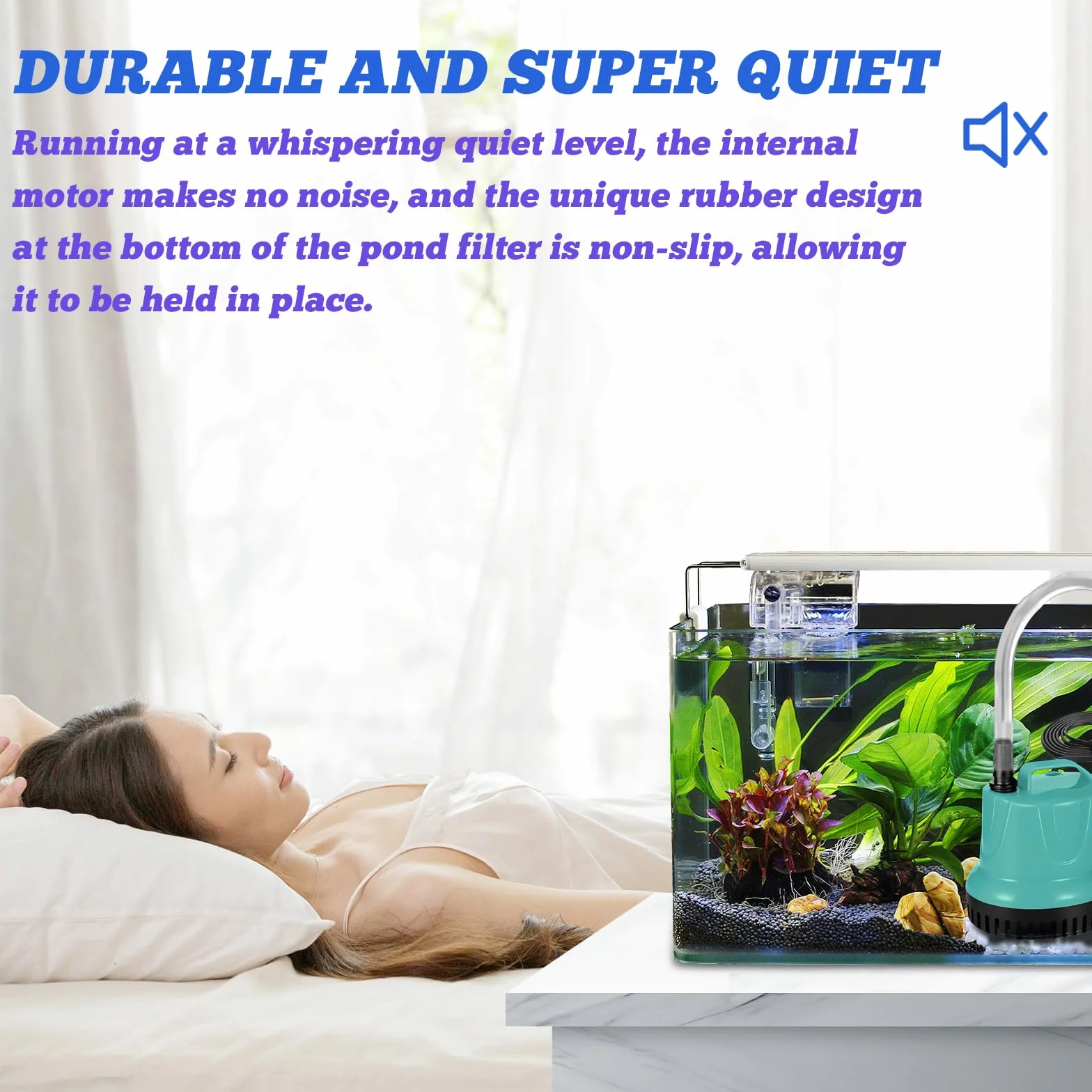 Pompe submersible WIYETY 20W 1500L/H pour aquarium bassin ultra silencieuse avec 3 buses 1,5m