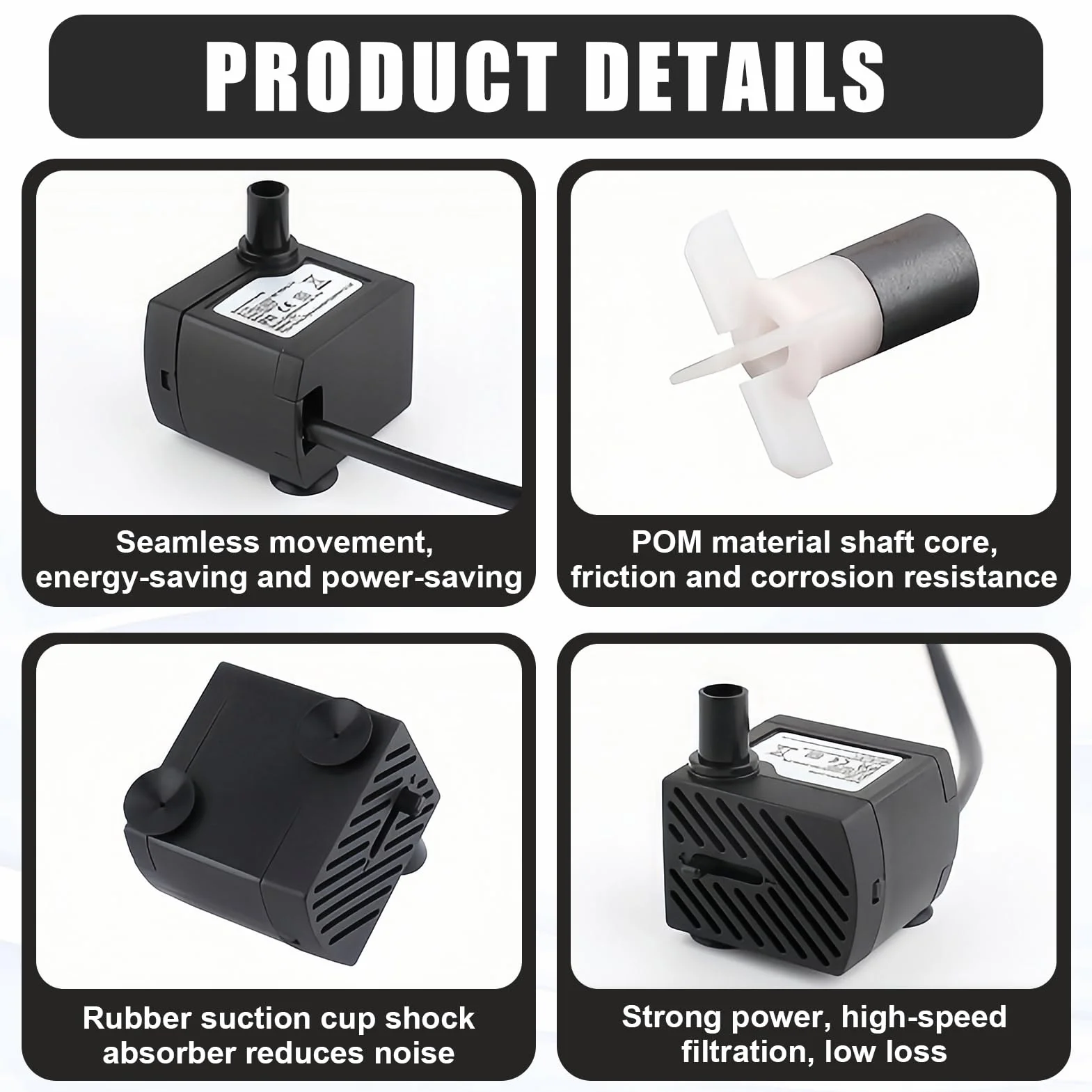 Pompe à Eau Submersible 3.5W 200L/H Ultra-Silencieuse 1.5M pour Aquarium Bassin Fontaine