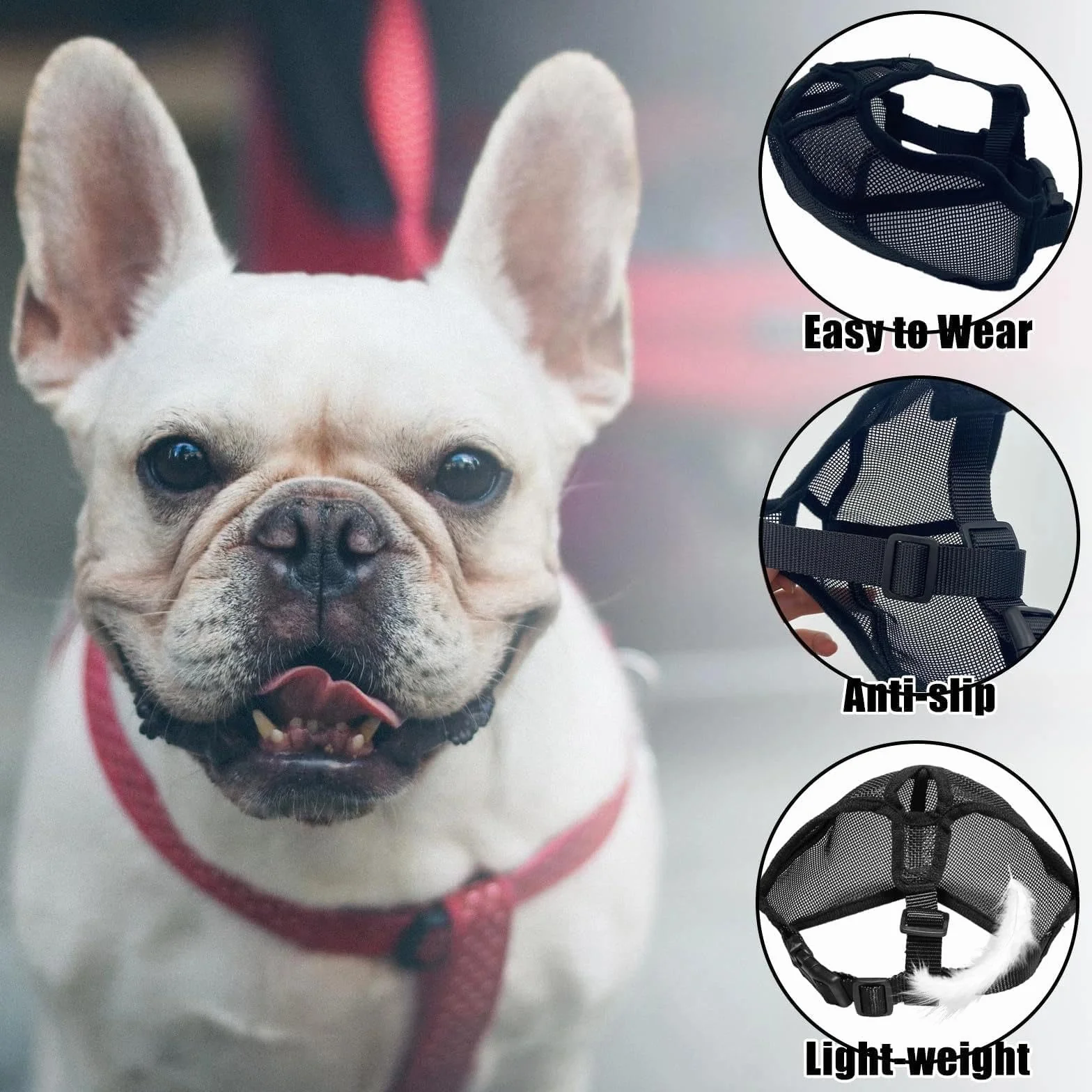 Réglable Muselière Chien Respirant Masque Plate Museliere Petit Chiens Court, Anti Morsure Mastication Aboiement pour Bouledogue Français Shih Tzu Et Carlin