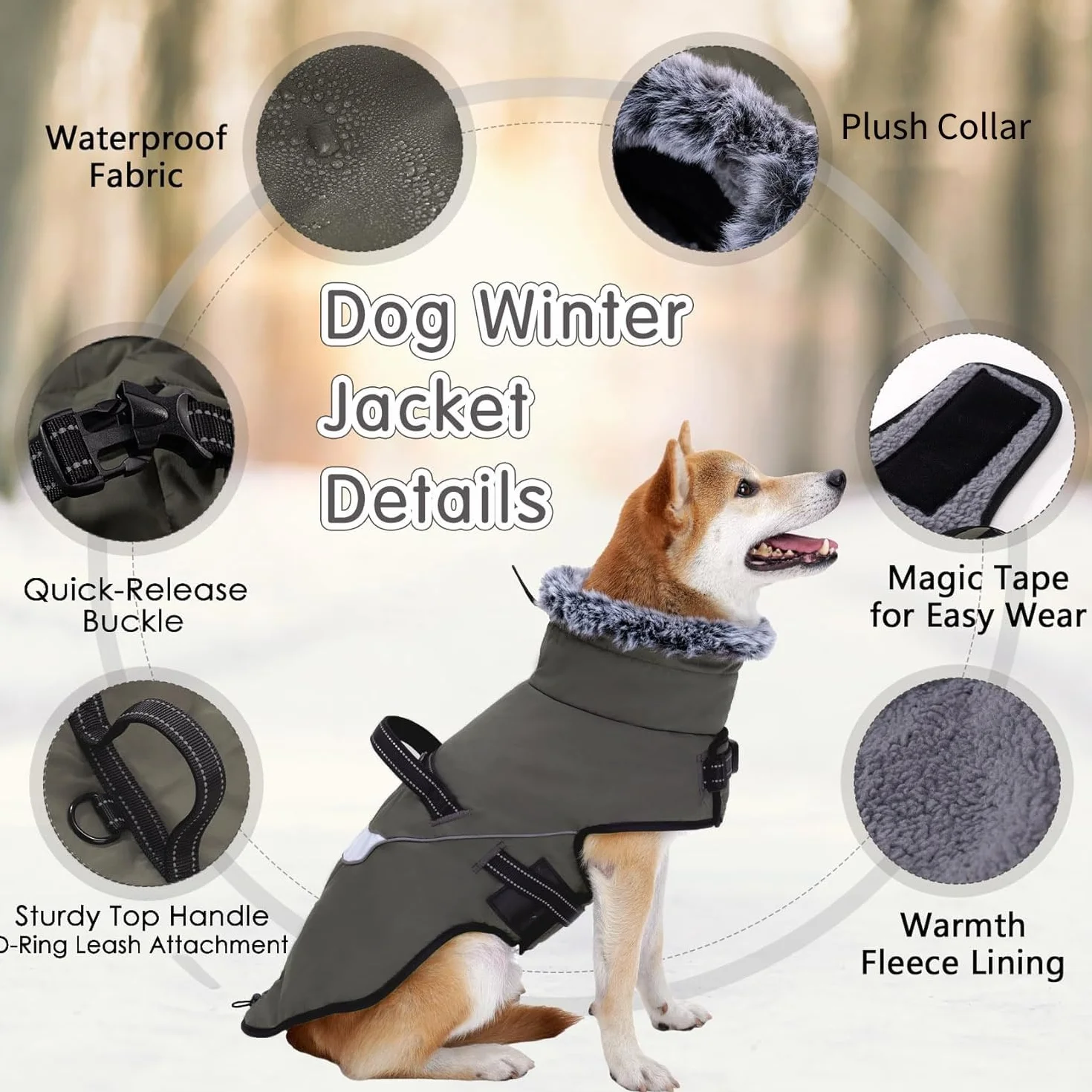 Manteau pour Chien imperméable avec Harnais, Hiver Chaud Réflecteurs Petite Moyenne Grande Taille