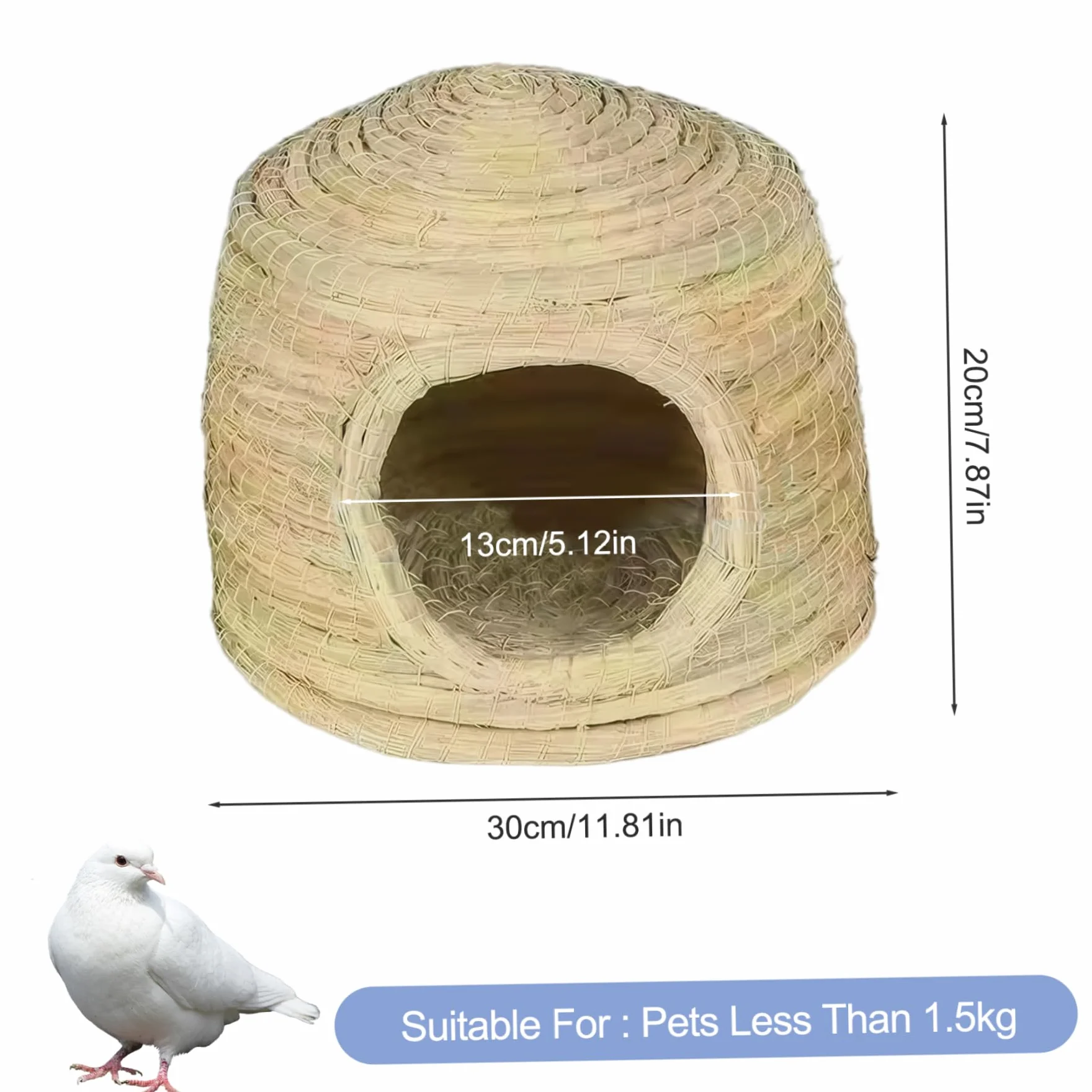 Nichoir en paille pour cage d'oiseau, maison d'oiseau portable pour perruche et pigeon