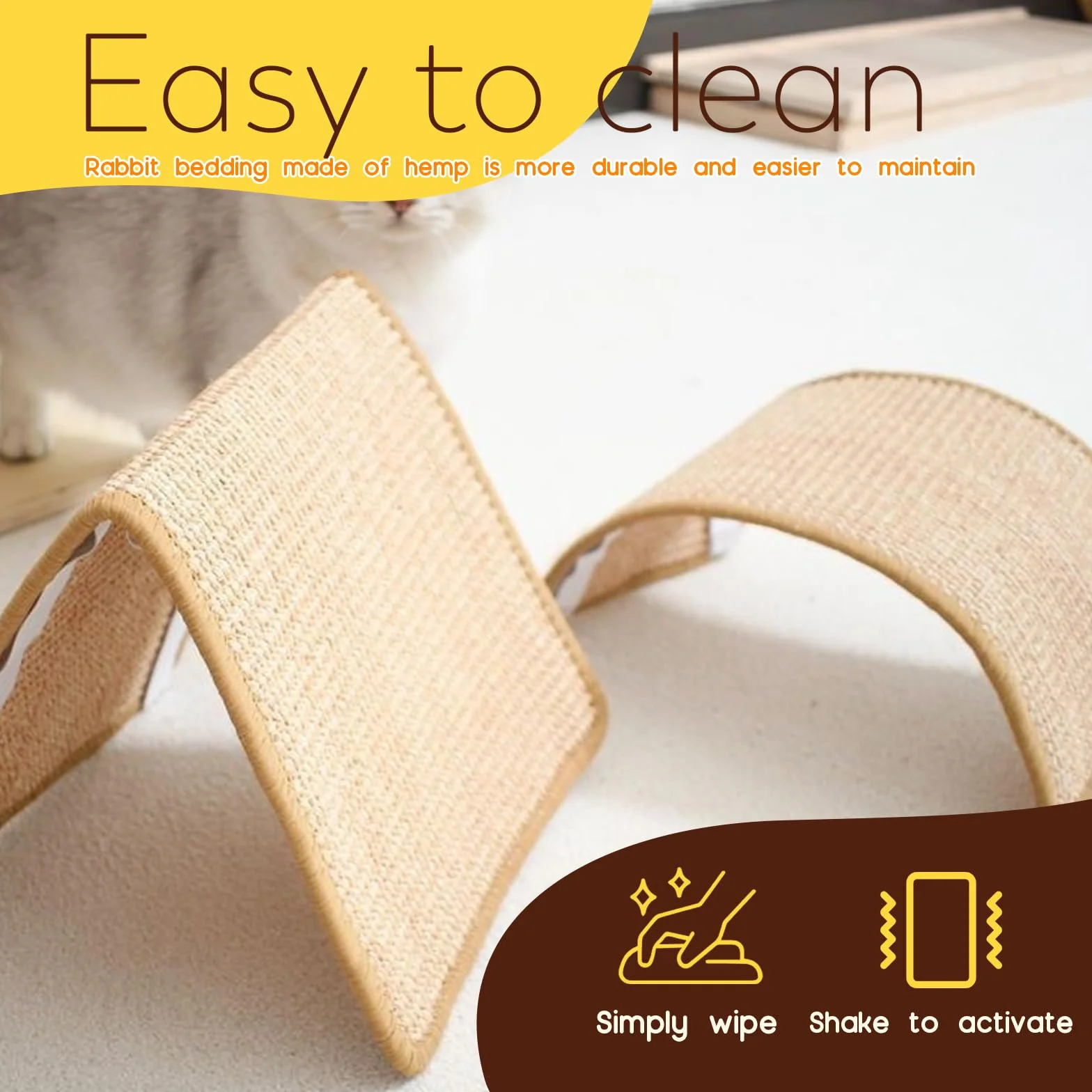 Lot de 2 Tapis Lapin Sisal Soin Griffes Dents Cages Lapin Planches à Gratter Accessoires Rongeurs Protège Canapés