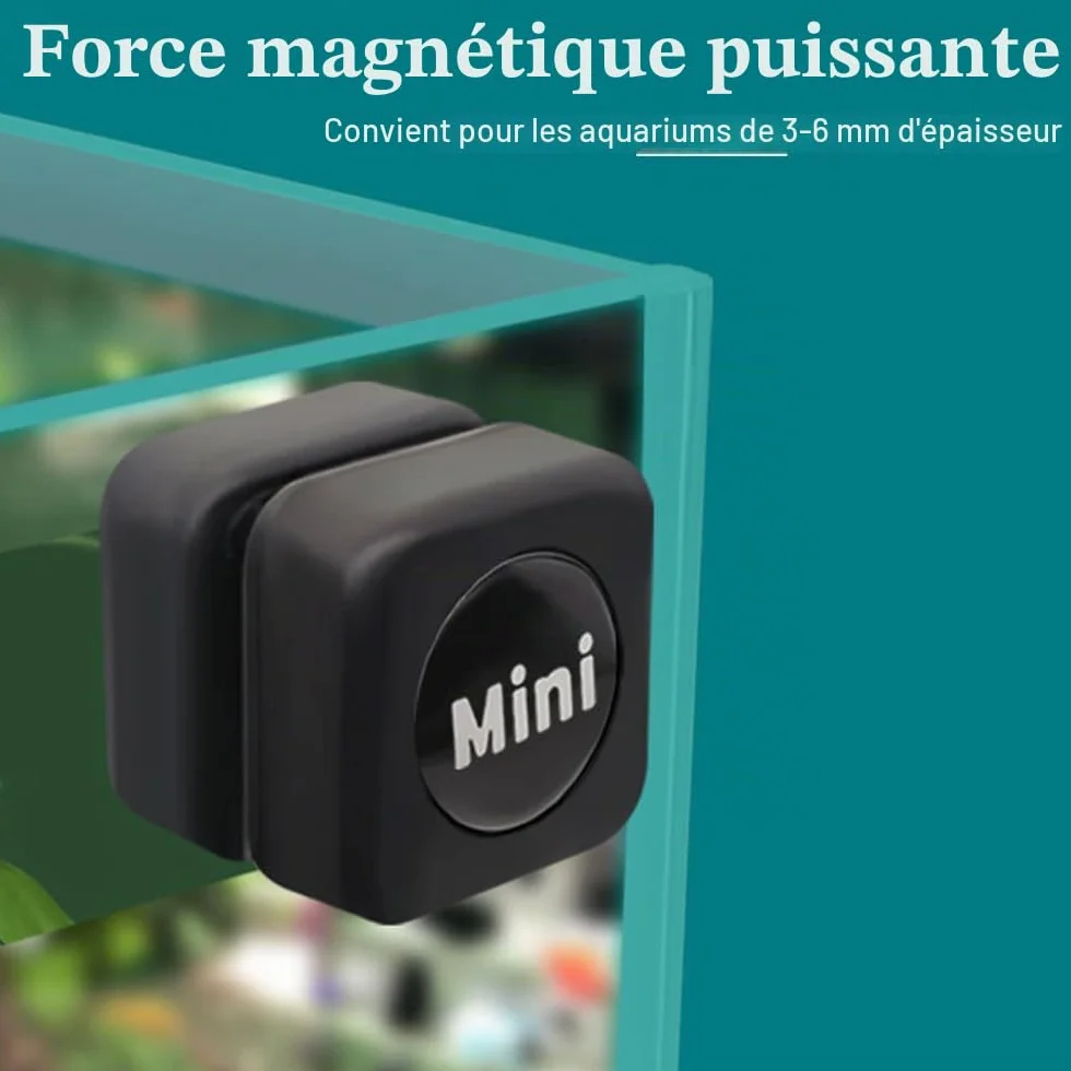 Brosse magnétique aquarium 3 cm mini tampon nettoyage 3-6 mm épaisseur 40 L non flottante