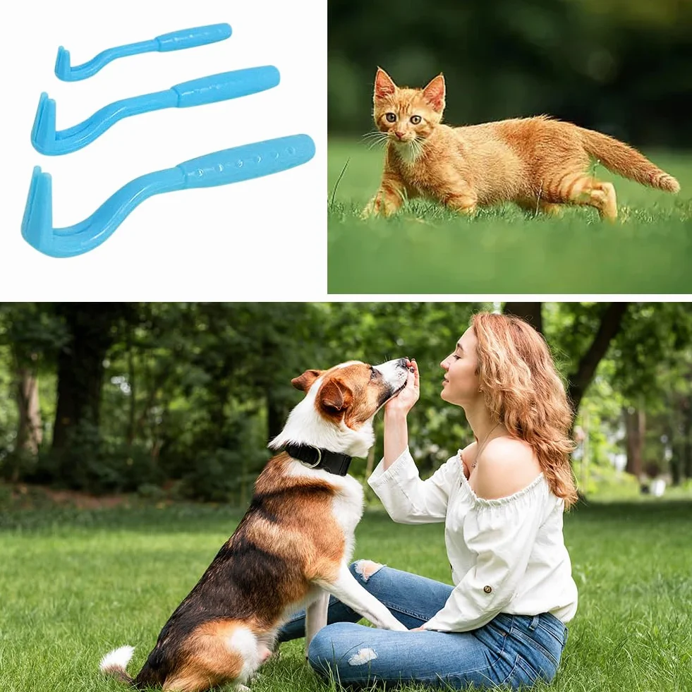 Retireur de Tiques Fiable pour Chiens, Chats, Chevaux - Set de 3 Pièces