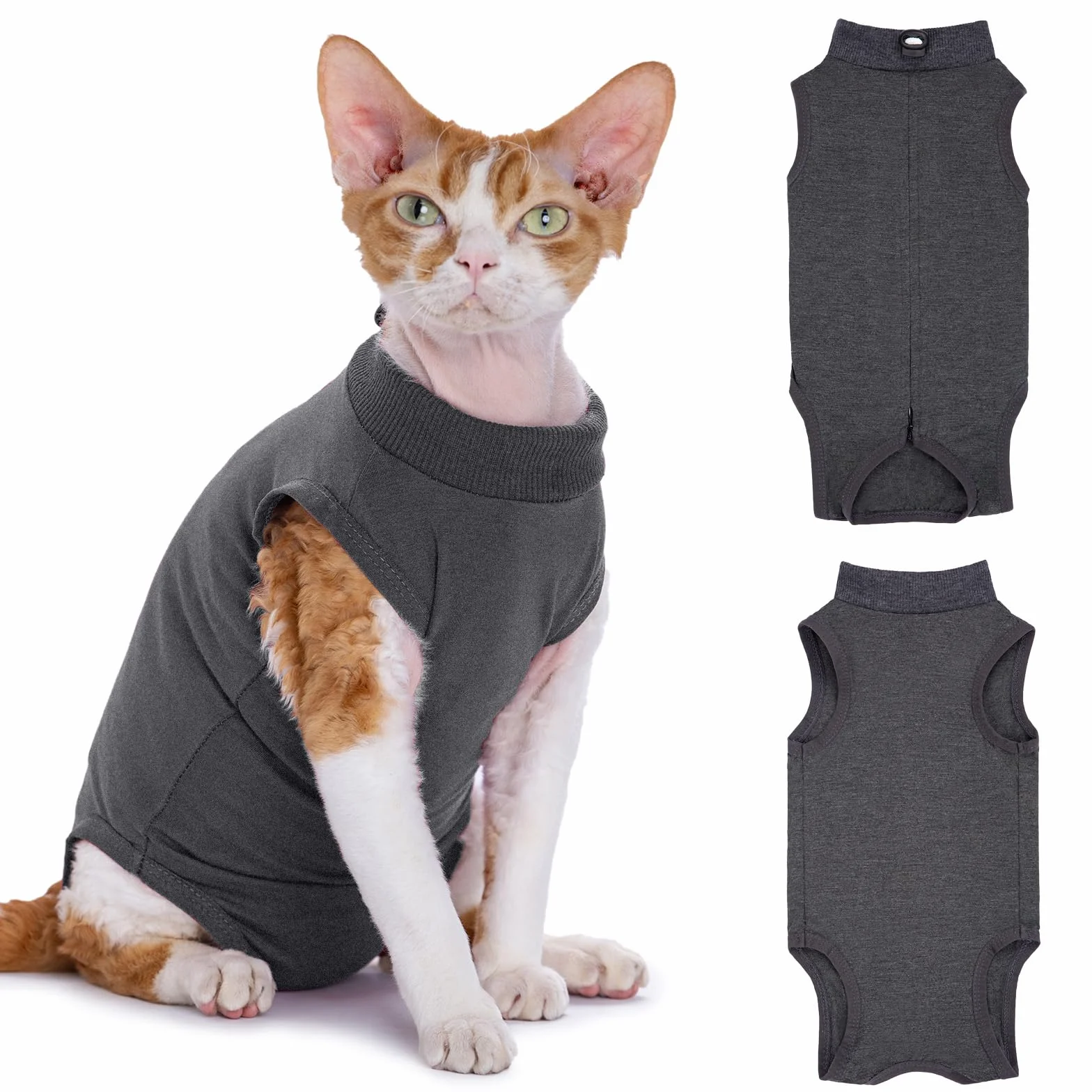 Combinaison de convalescence chirurgicale pour chat - Body anti-léchage avec fermeture éclair post-opératoire