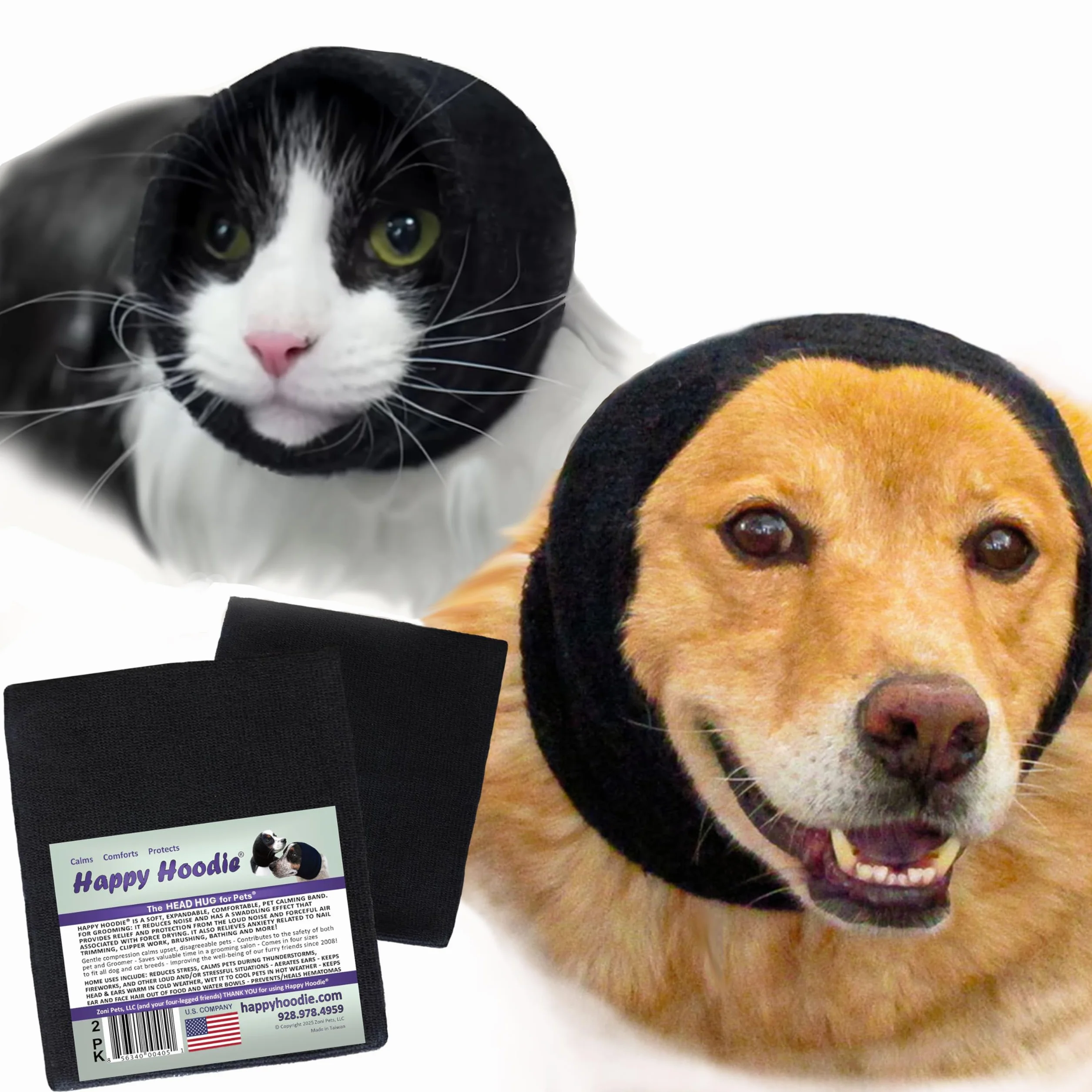Lot de 2 Sweats à Capuche Happy Black pour Chiens - Taille Grand et Petit