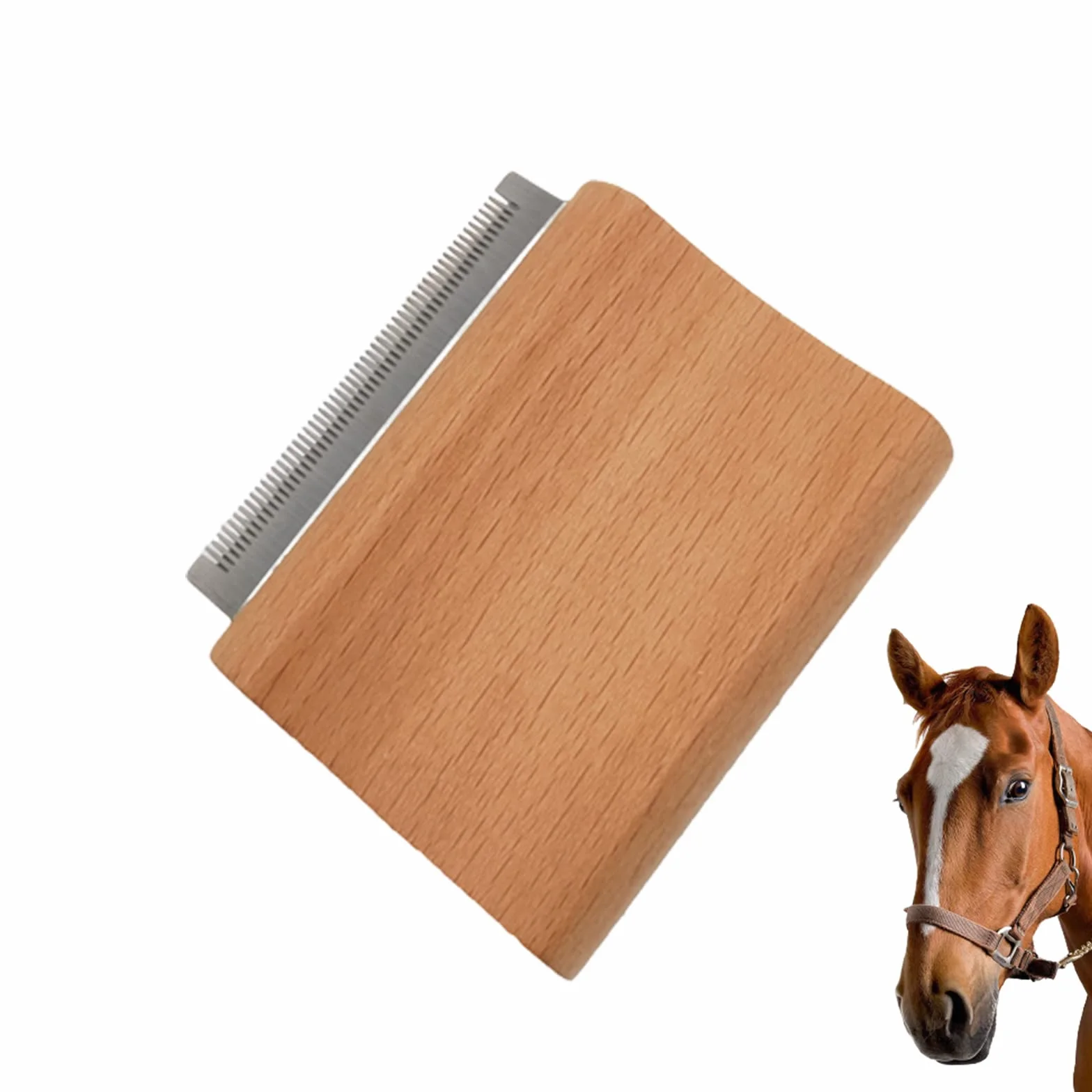 Brosse de nettoyage et de massage pour cheval – Peigne racine, 11 cm, bois