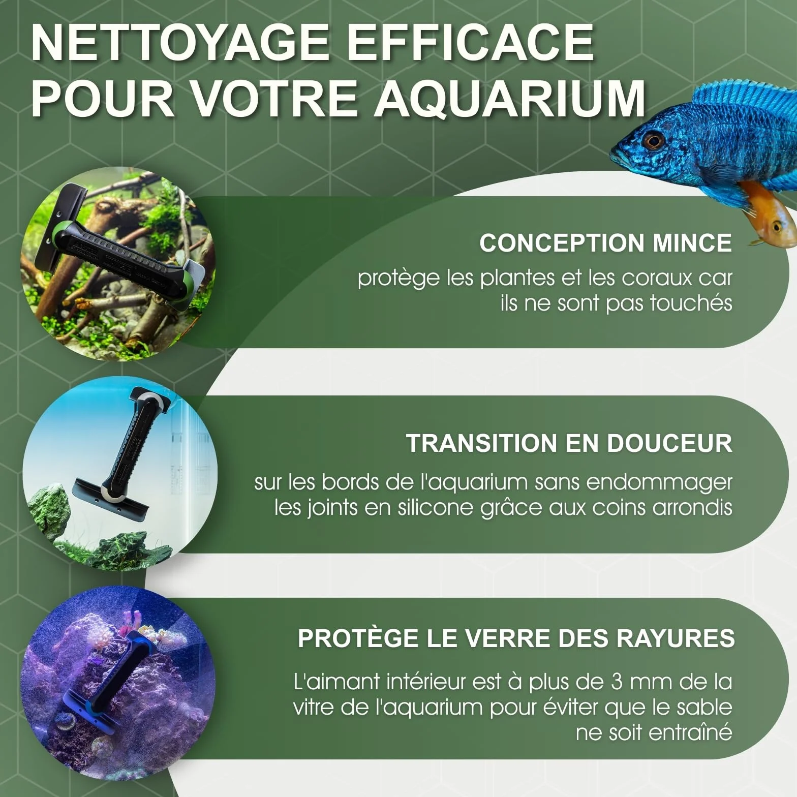 Tunze Care Magnet Strong+ Aquarienreiniger 20-25 mm Glasstärke Scheibenreiniger Edelstahlklinge Algenmagnet