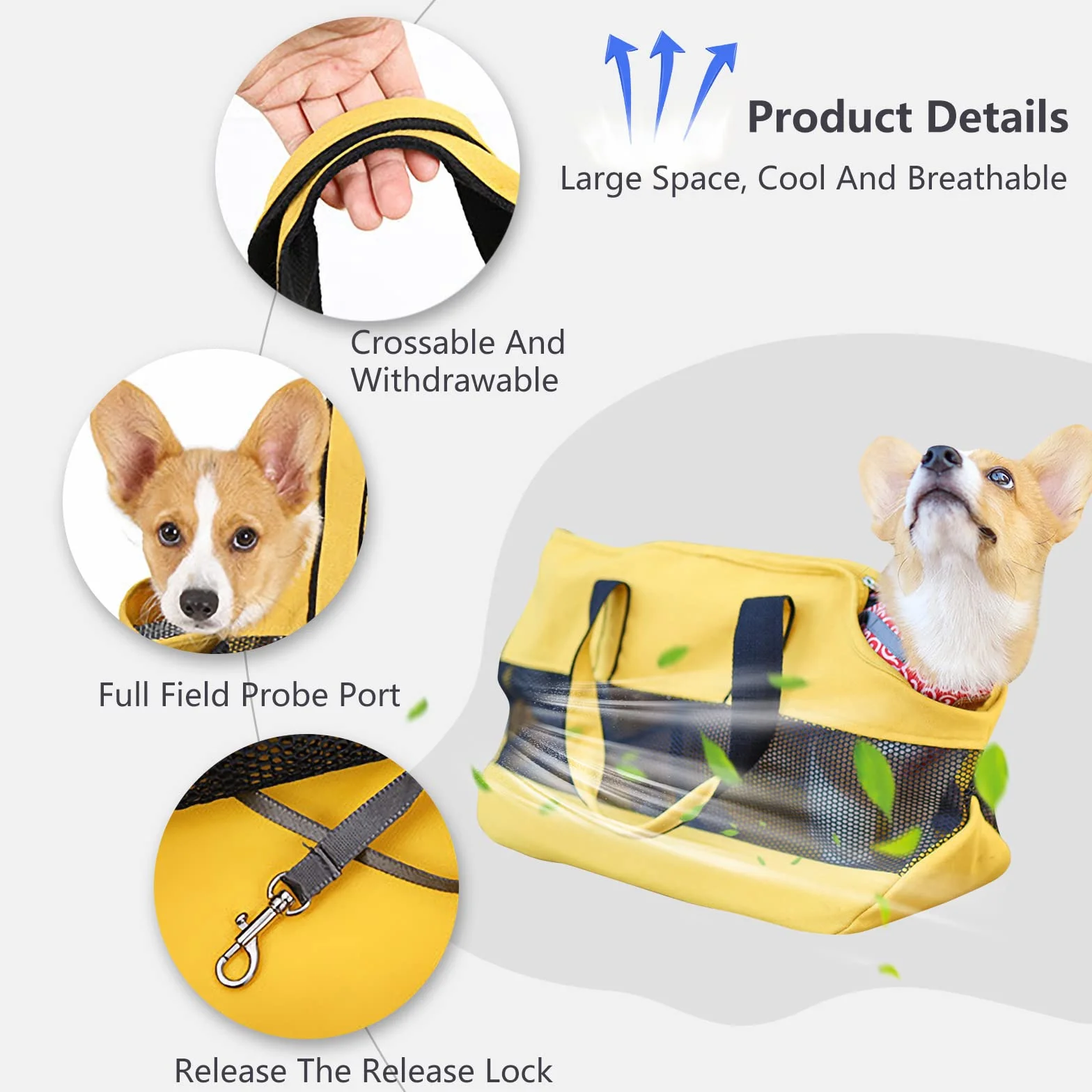 PETCUTE Sac de Transport pour Chat Chien en Maille Respirant avec Sangle de Sécurité