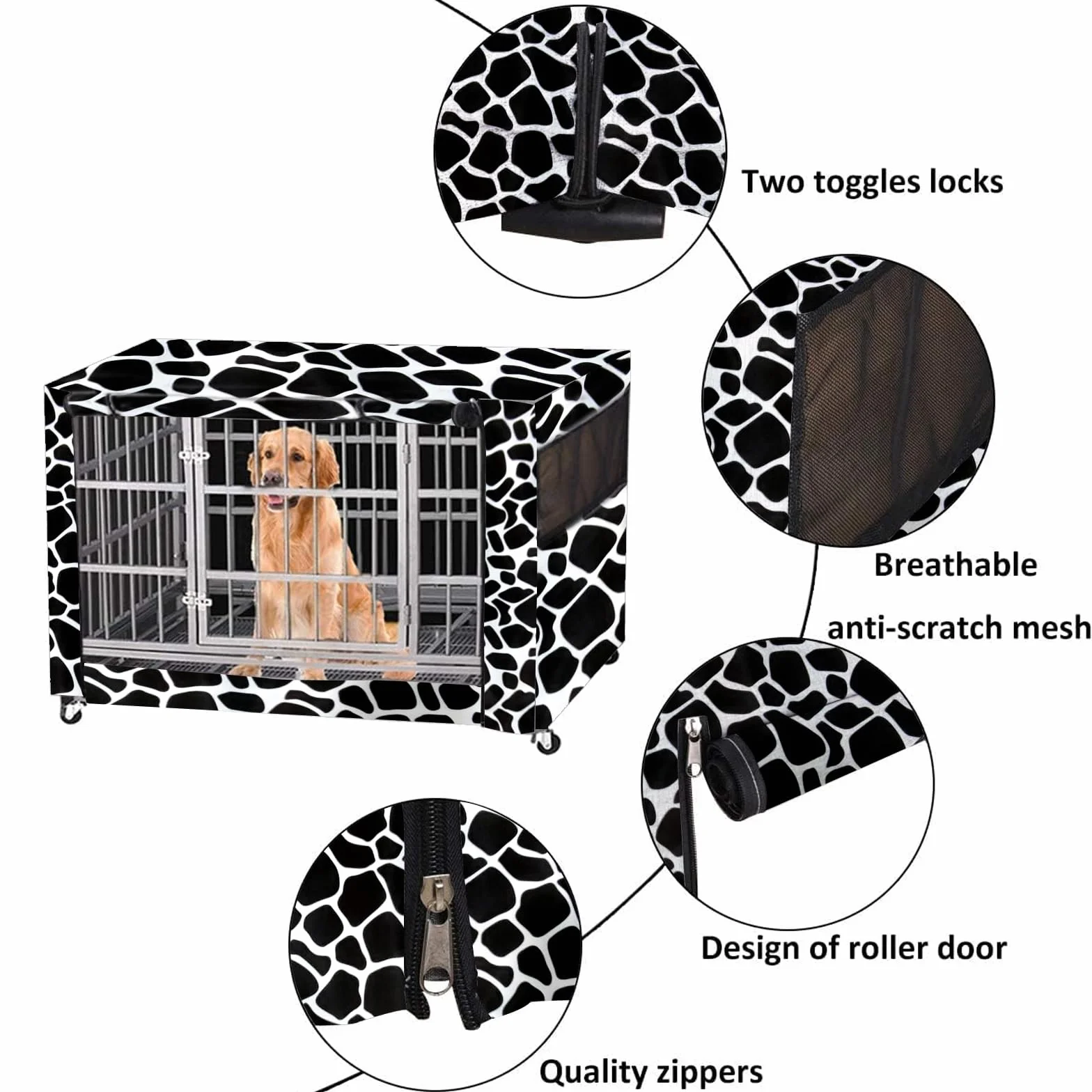 Housse de cage pour chien double porte durable coupe-vent