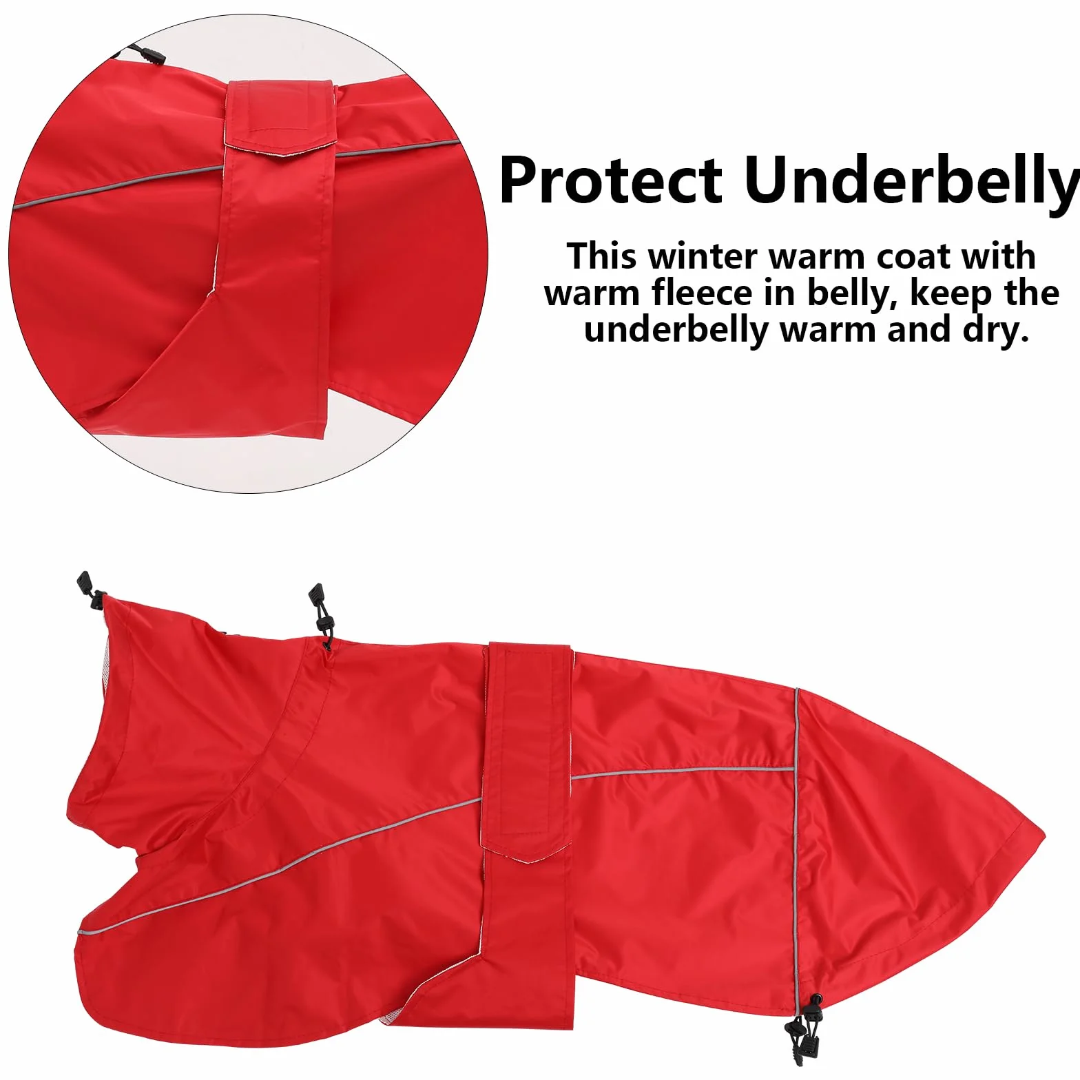 Manteau de Pluie MOREZI Greyhound, imperméable/imperméable, avec Cordon de Serrage réglable et Ceinture pour protéger l'abdomen, adapté aux Chiens de Taille Moyenne et Grande-Rouge-M