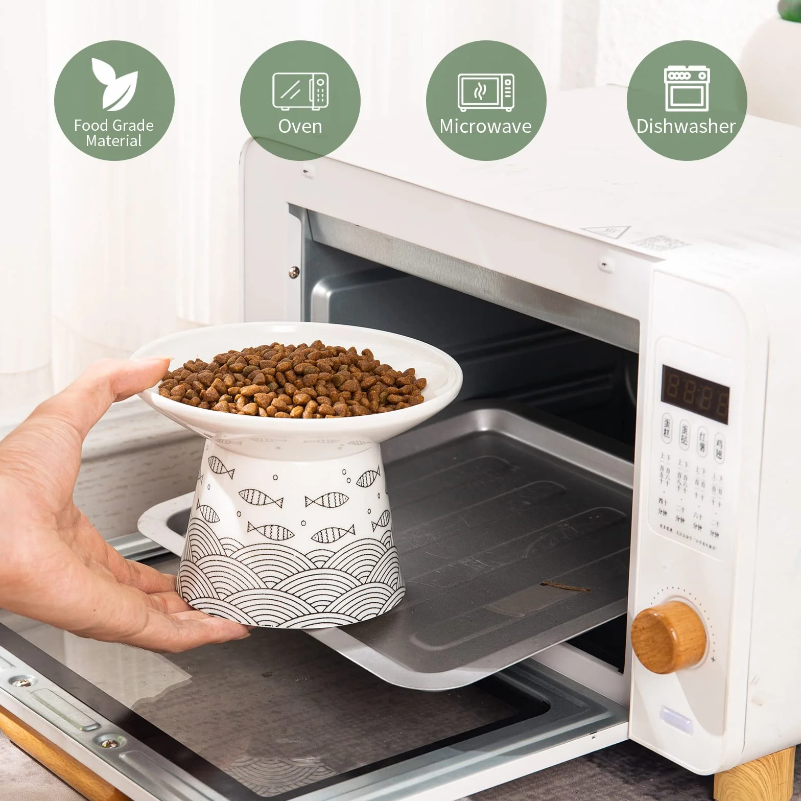 Lot de 2 gamelles surélevées en céramique extra larges de 16,7 cm pour chat âgés, grands chats et petits chiens, design surélevé pour animaux de compagnie facile à manger, protège la colonne