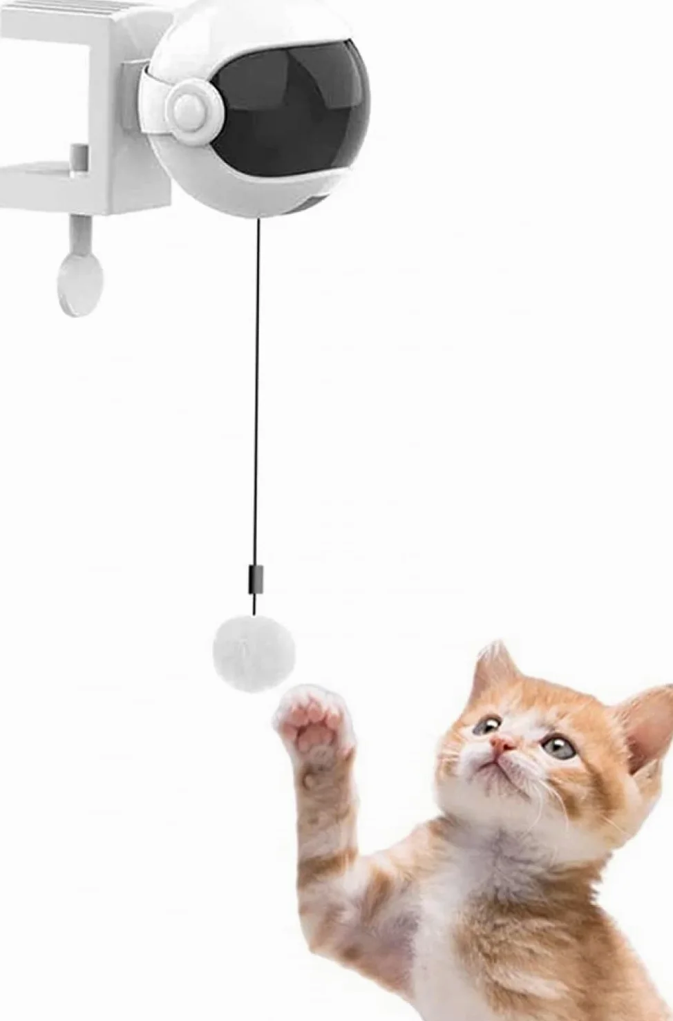 Jouet pour chat interactif GANDUNQIjouet pour chat | jouet de levage Yo-Yo | ballon rotatif électrique à levage automatique | jouets drôles pour animaux de compagnie | rose/blanc (sans batterie)-white