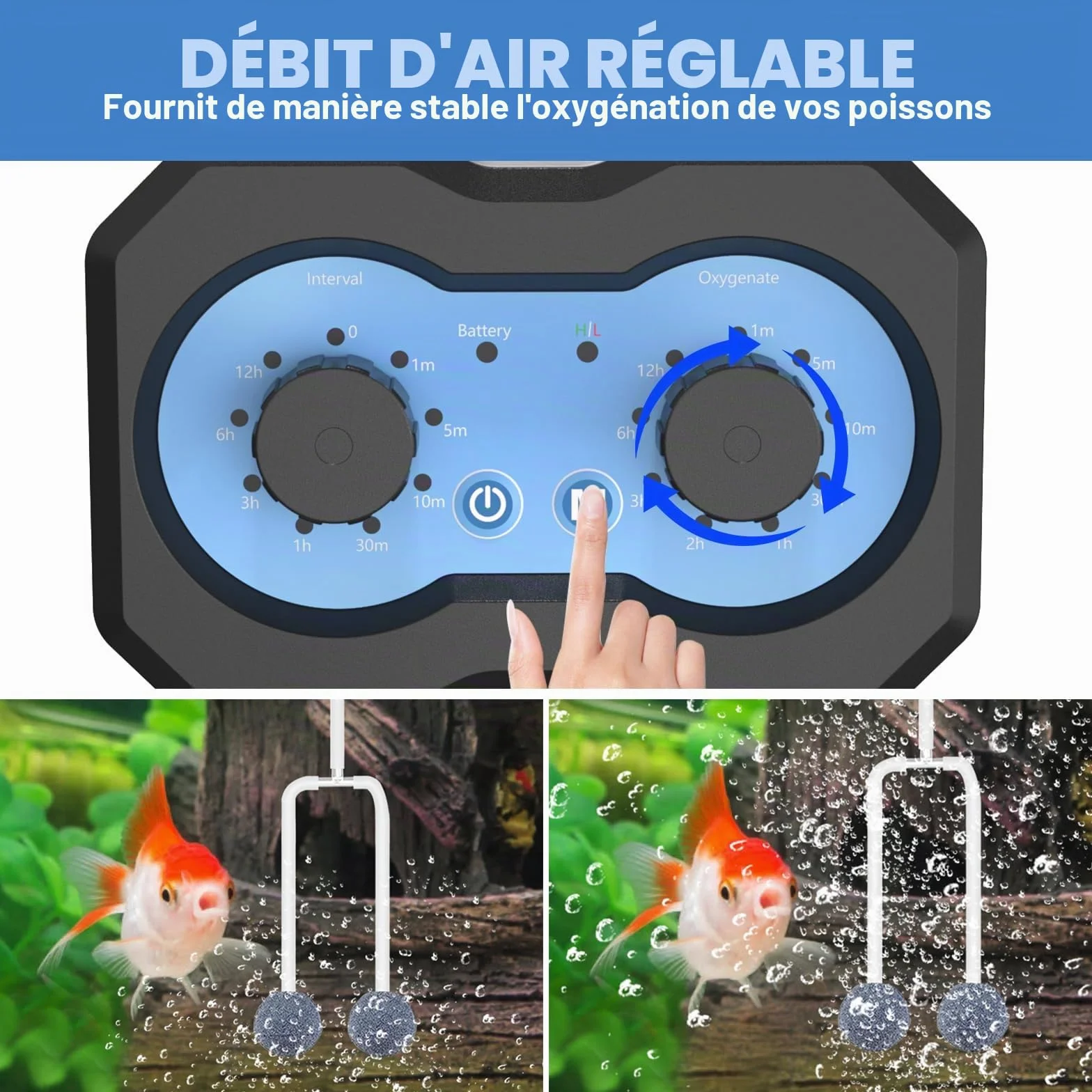 Pompe à air solaire oxygénateur pour étang avec minuterie
