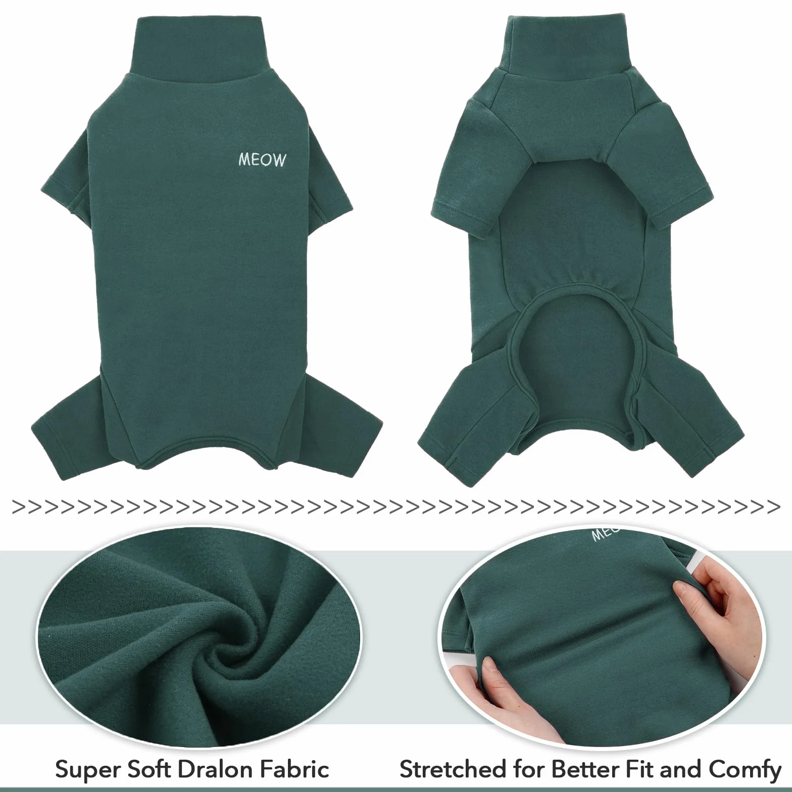 PUMYPOREITY Pull pour Chats Manteau Doux Chaud Sweat-Shirt d'hiver Vêtements Chandail Pyjama Chat Sweat Sphynx Vert Foncé XS
