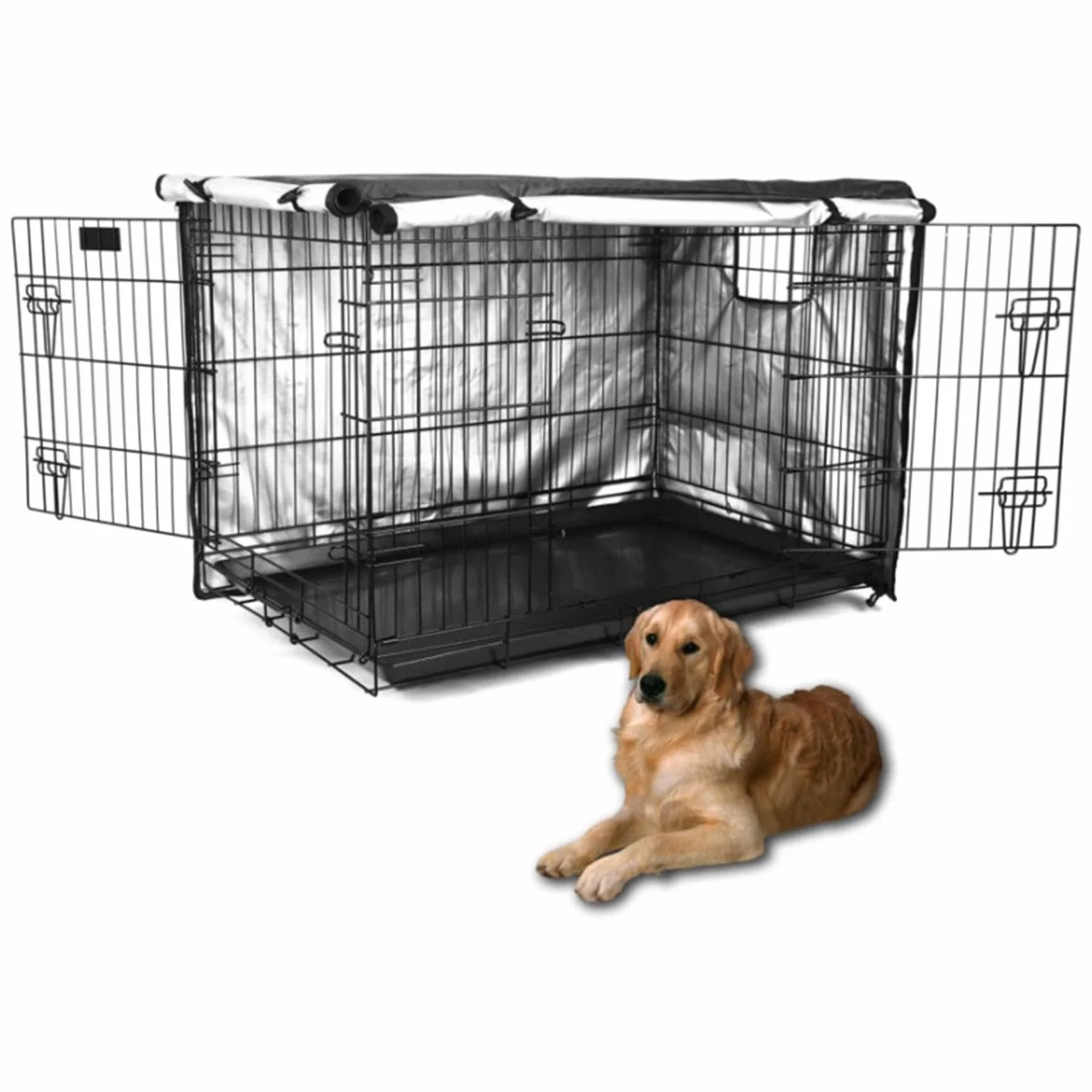 Housse de Cage pour Chien Imperméable 107×72×77 cm Protection Intérieure et Extérieure