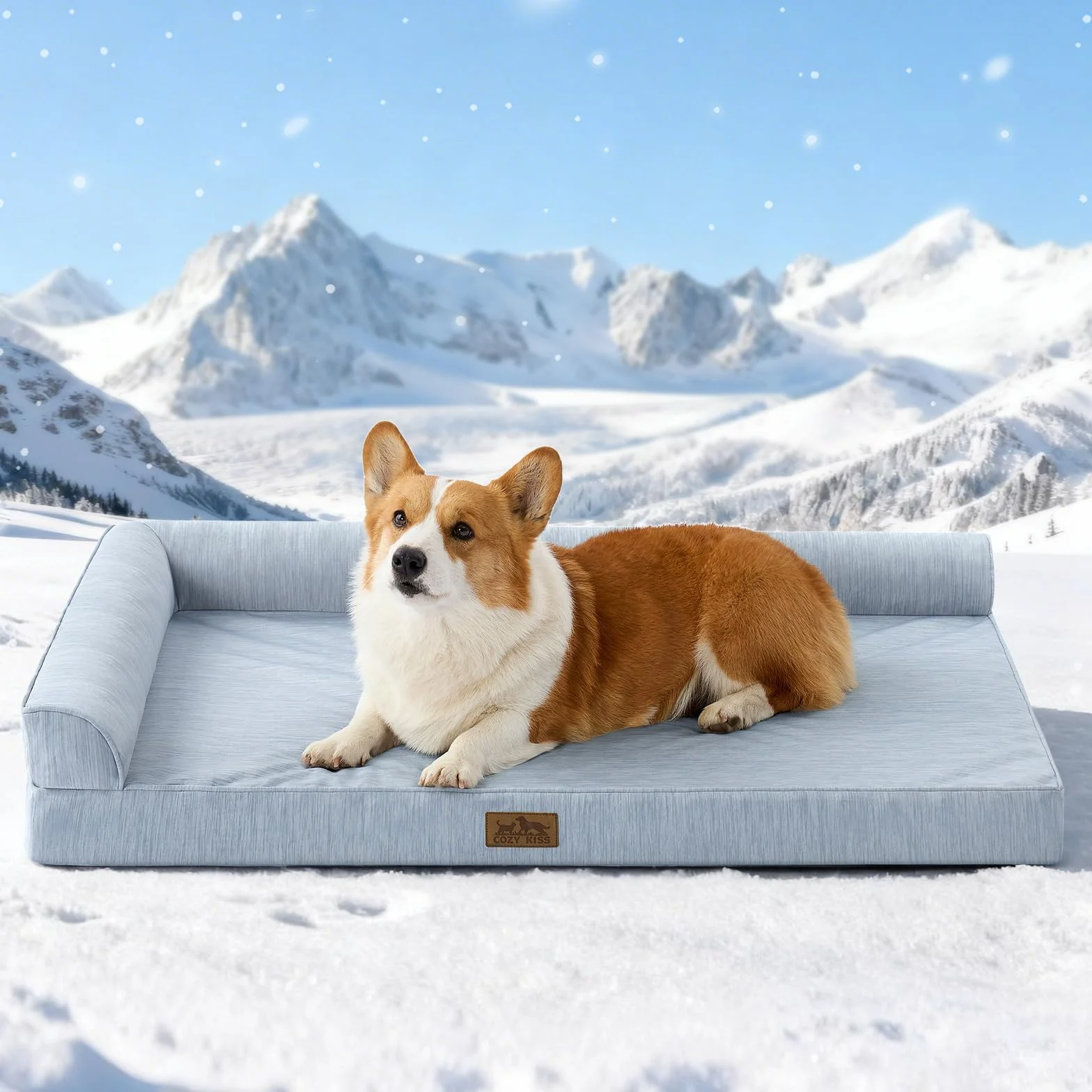 COZY KISS Panier Chien Orthopédique Rafraîchissant, Tapis Chien pour Chien Imperméable, Coussin Chien Dehoussable Lavable, Lit Chien avec Housse Amovible, Canapé pour Chien, Bleu, XL(107x76x18 cm)