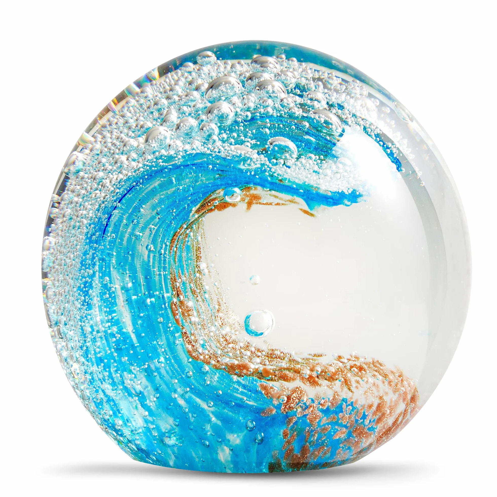 EUSTUMA Figurines en Verre Boule Océan Vagues Presse-Papier Déco Maison Collection