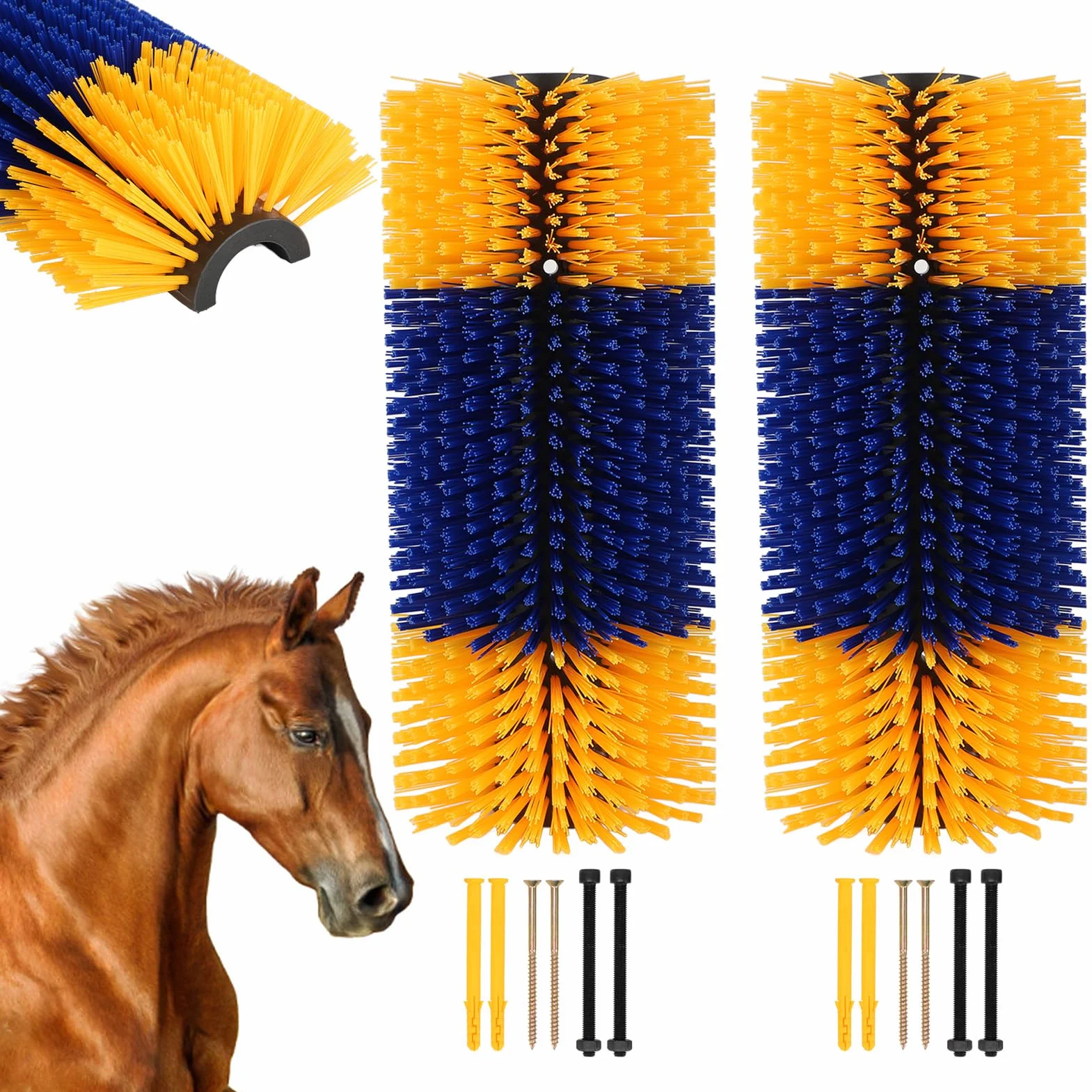 Brosses à Gratter pour Bétail, Massage pour Mouton Cheval Vache, Grattoirs Animaux Ferme (Jaune 2)