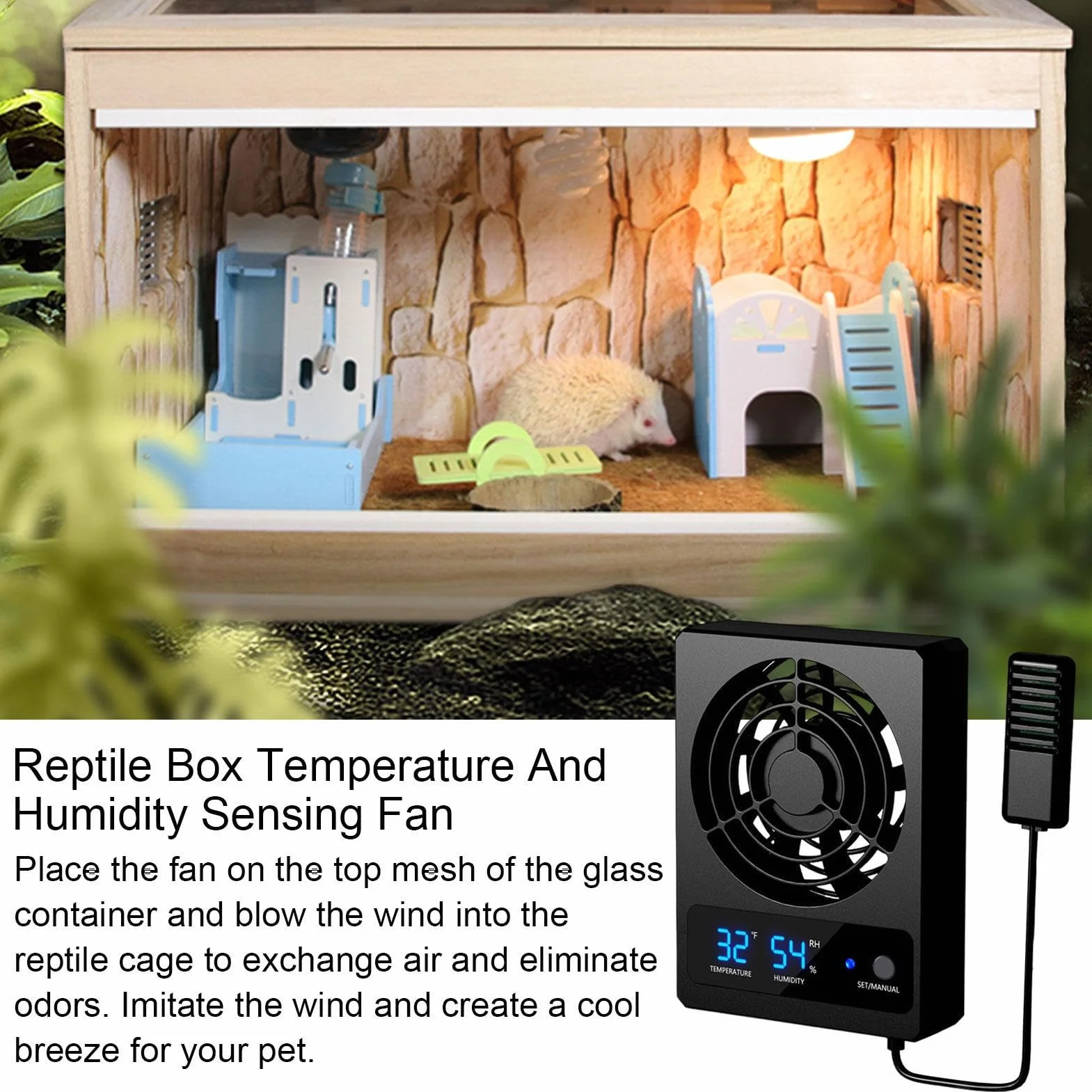 ventilateur terrarium numérique Ventilateur de refroidissement numérique pour reptiles Ventilation silencieuse reptile Refroidissement terrarium pour reptiles avec affichage LEDt