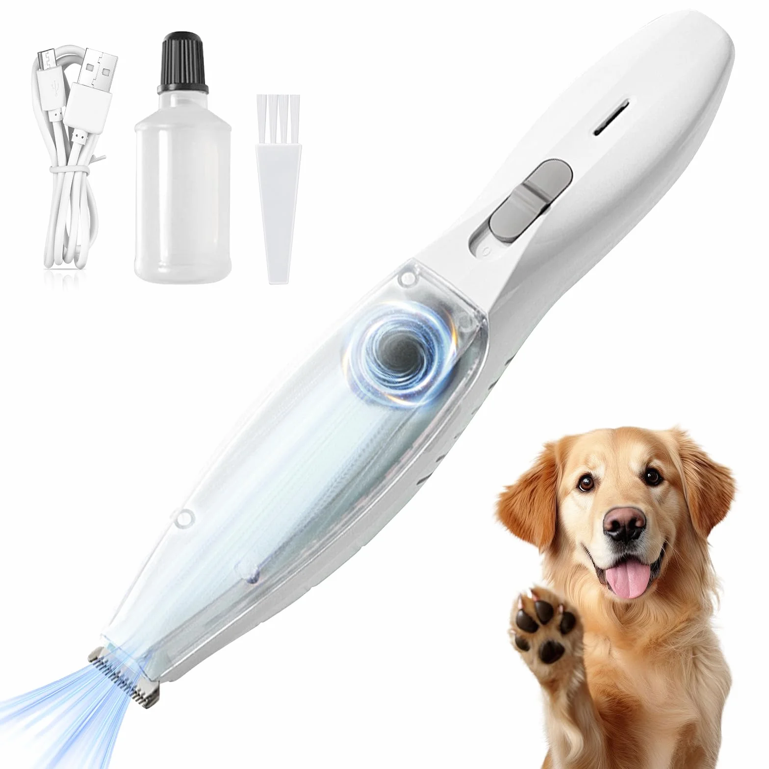 Tondeuse pour pattes de chien avec aspirateur, rechargeable, étanche
