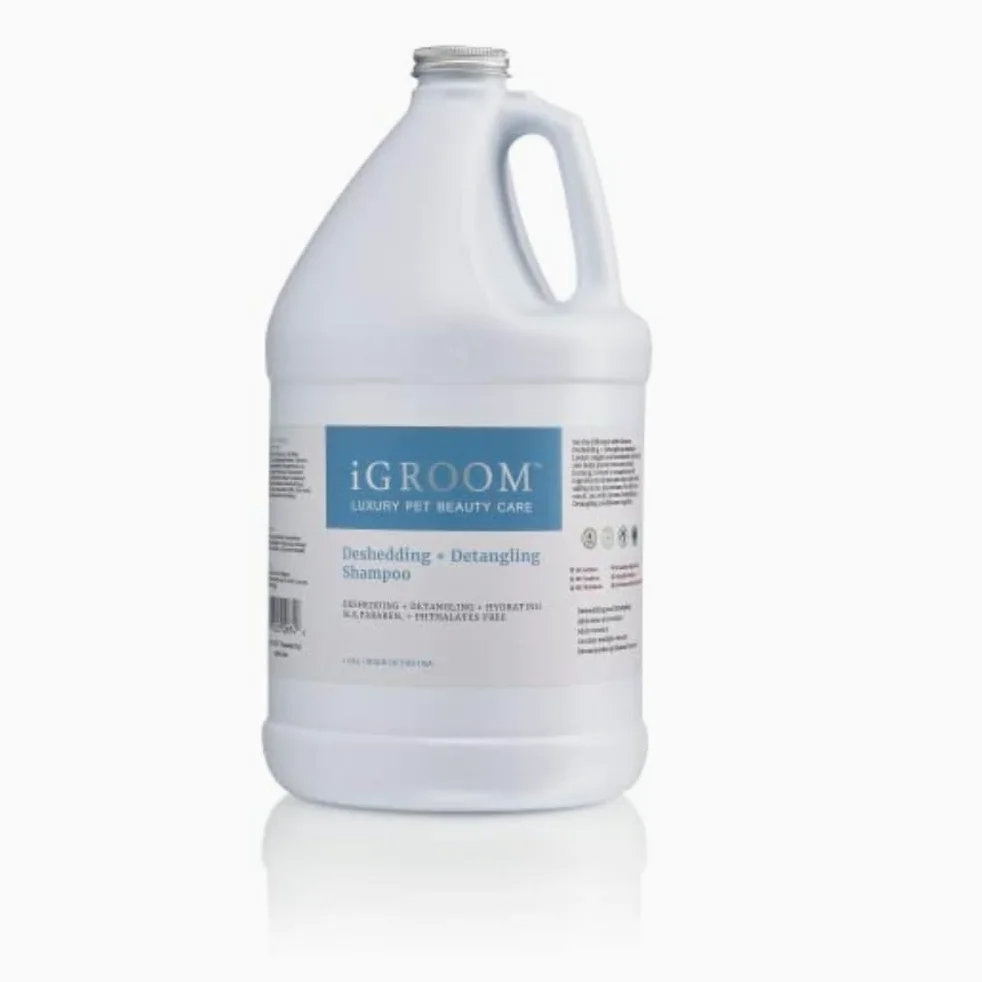 iGroom Shampooing démêlant et démêlant pour chien, soin de beauté de luxe pour animaux de compagnie, desserre les nœuds + sous-poil indésirable, fabriqué aux États-Unis, 3.8 l
