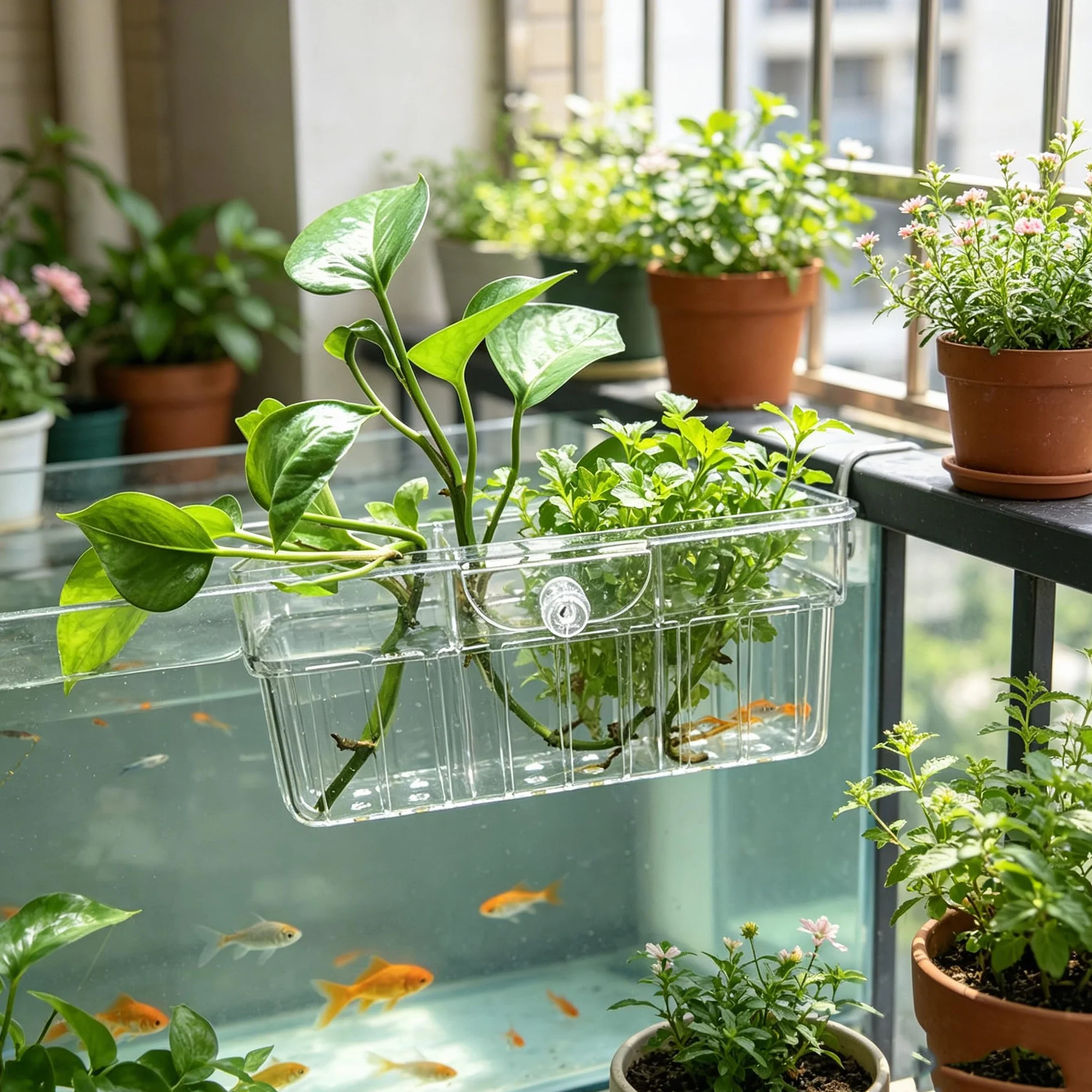 Lot de 2 supports de plantes d'aquarium à 3 cellules, support suspendu pour aquarium, décoration