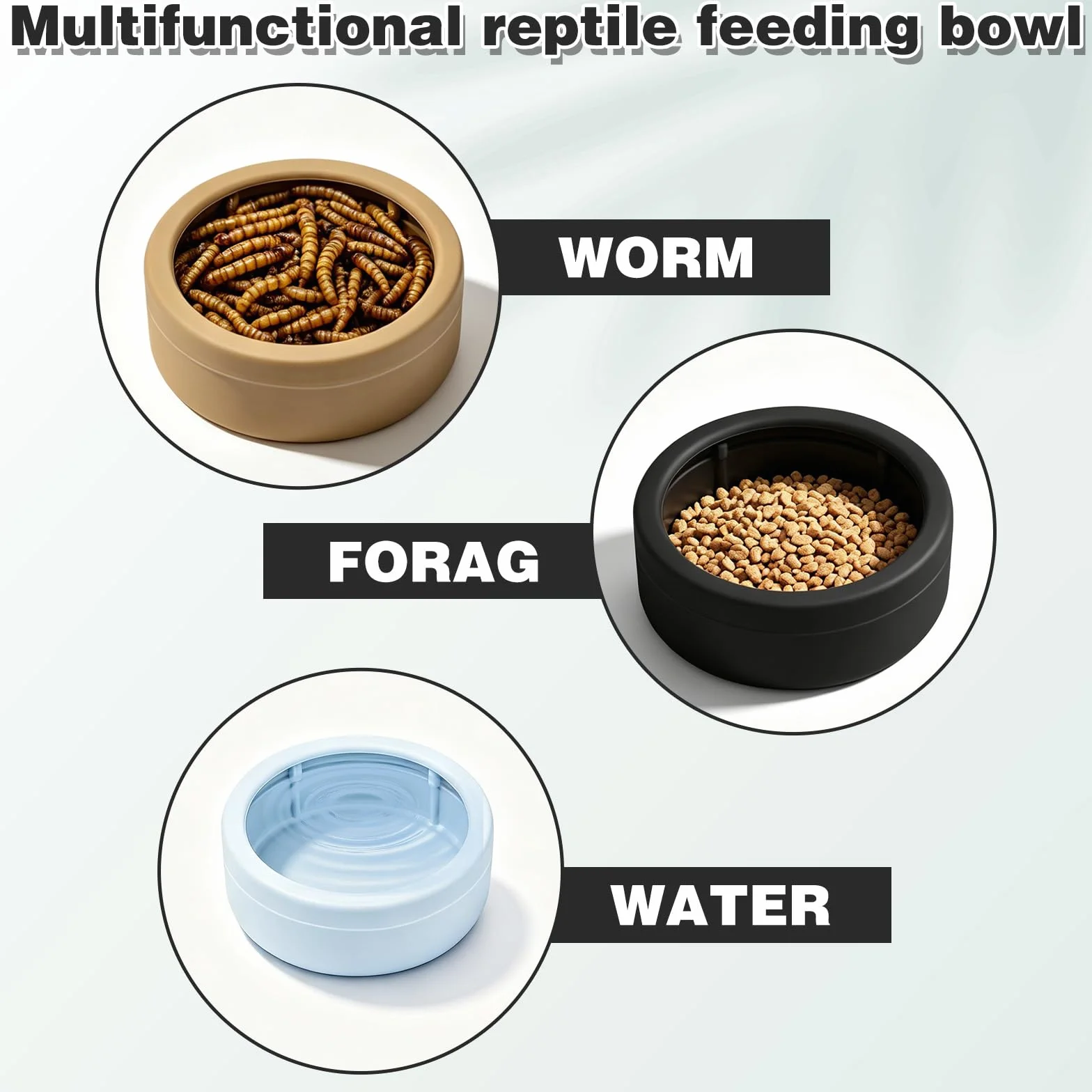 Gamelle Reptile Anti-Évasion Bol pour Vers Eau 2.83 in 3 Couleurs