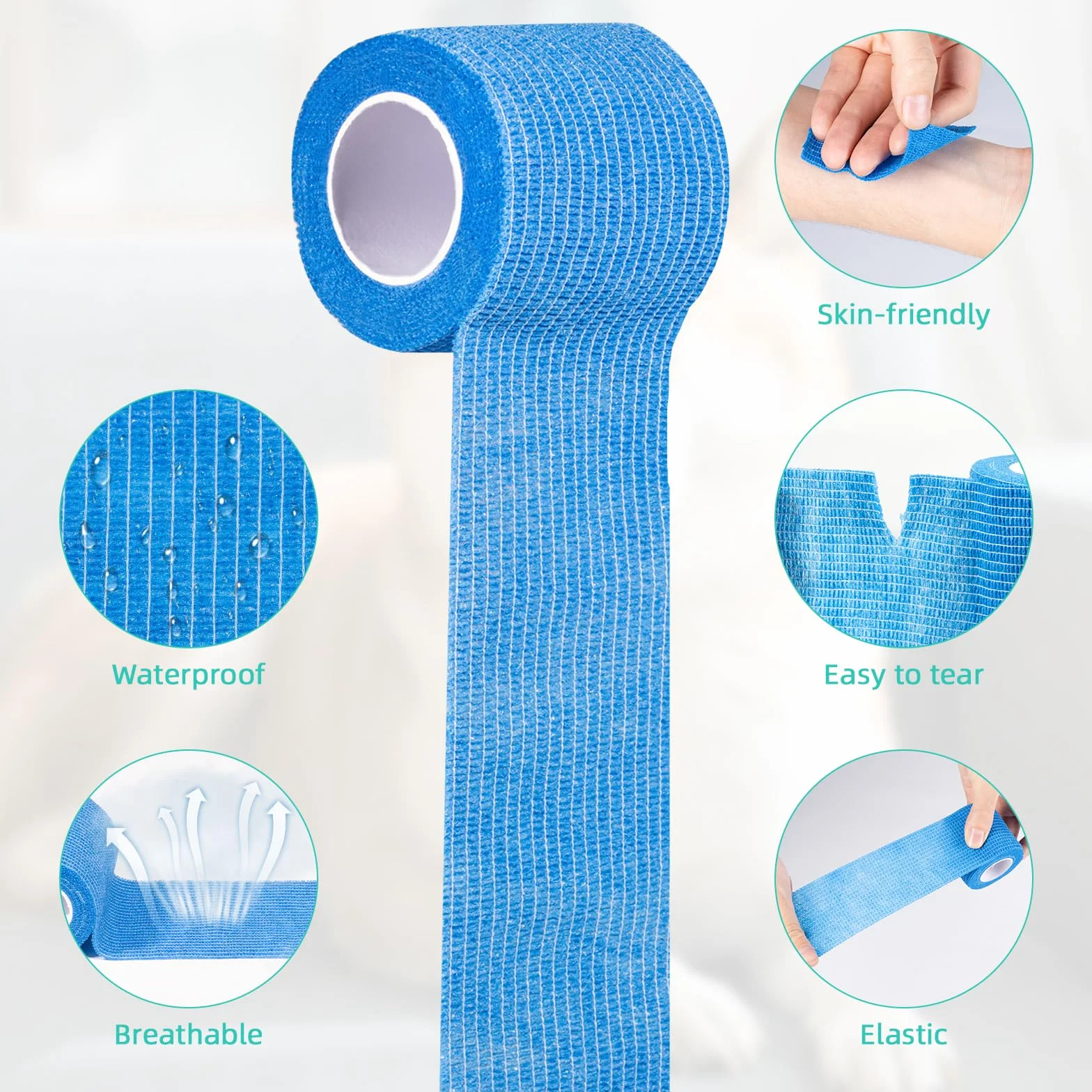 Carehabi Bandage Autoadhésif 18 Rouleaux 5cm x 4.5m Bande Cohesive Multicolore Vétérinaire Élastique Autocollant