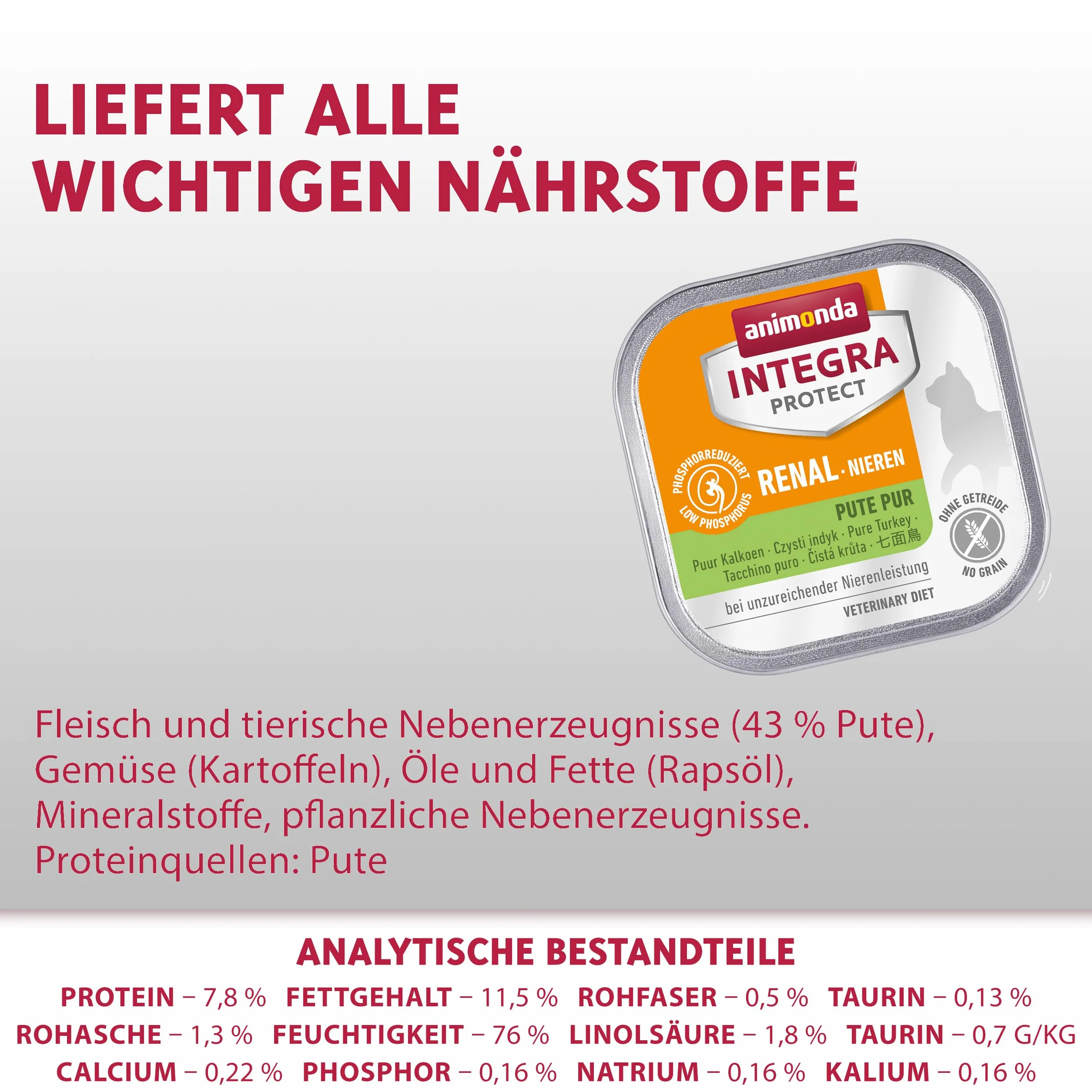Animonda INTEGRA Protect Nourriture Humide pour Chat Renal Dinde Pur 6 x 100 g