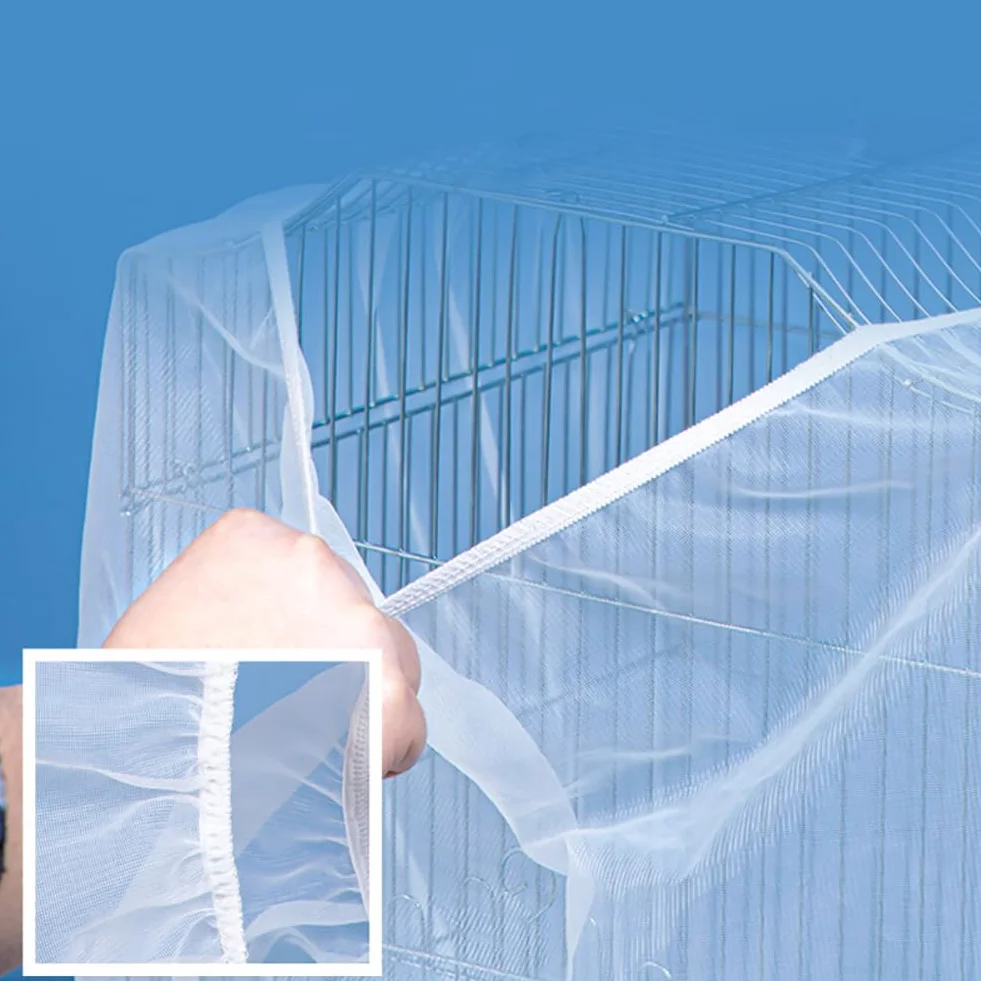 Attrape-Plumes Oiseaux Cage Filet Réglable Extensible Ronde Carrée Blanche