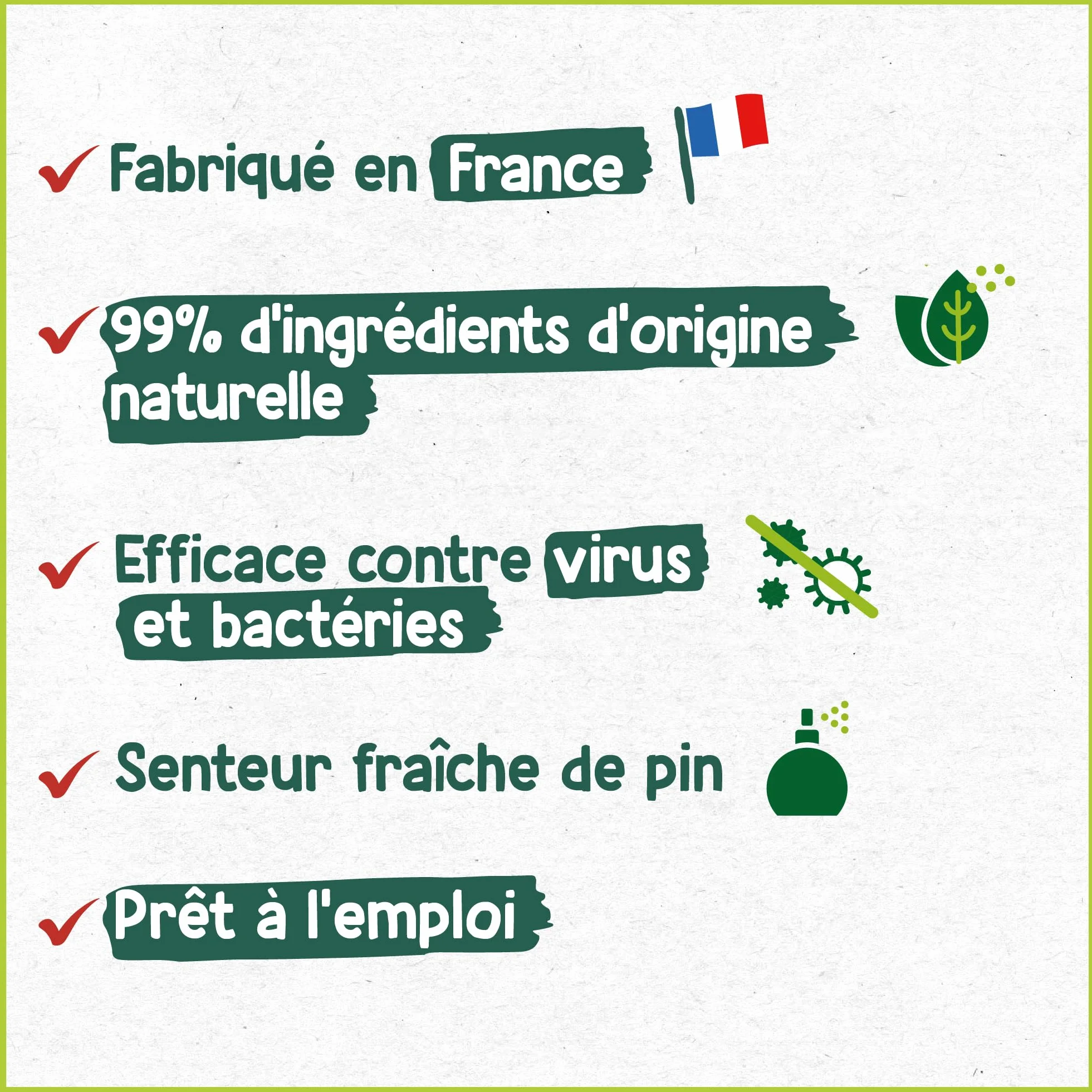 HOPI Spray Désinfectant Multifonctions Nettoie Désinfecte Surfaces Odeur Fraîche Pin Fabriqué France
