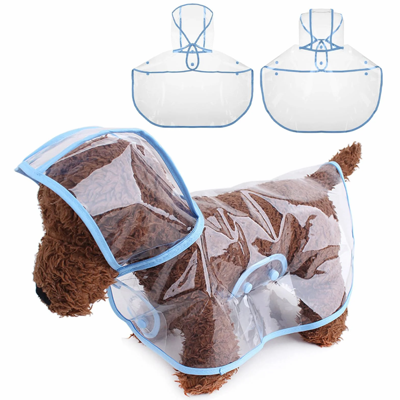 PETCUTE Manteau de Pluie Imperméable pour Chien avec Capuche Transparent PVC