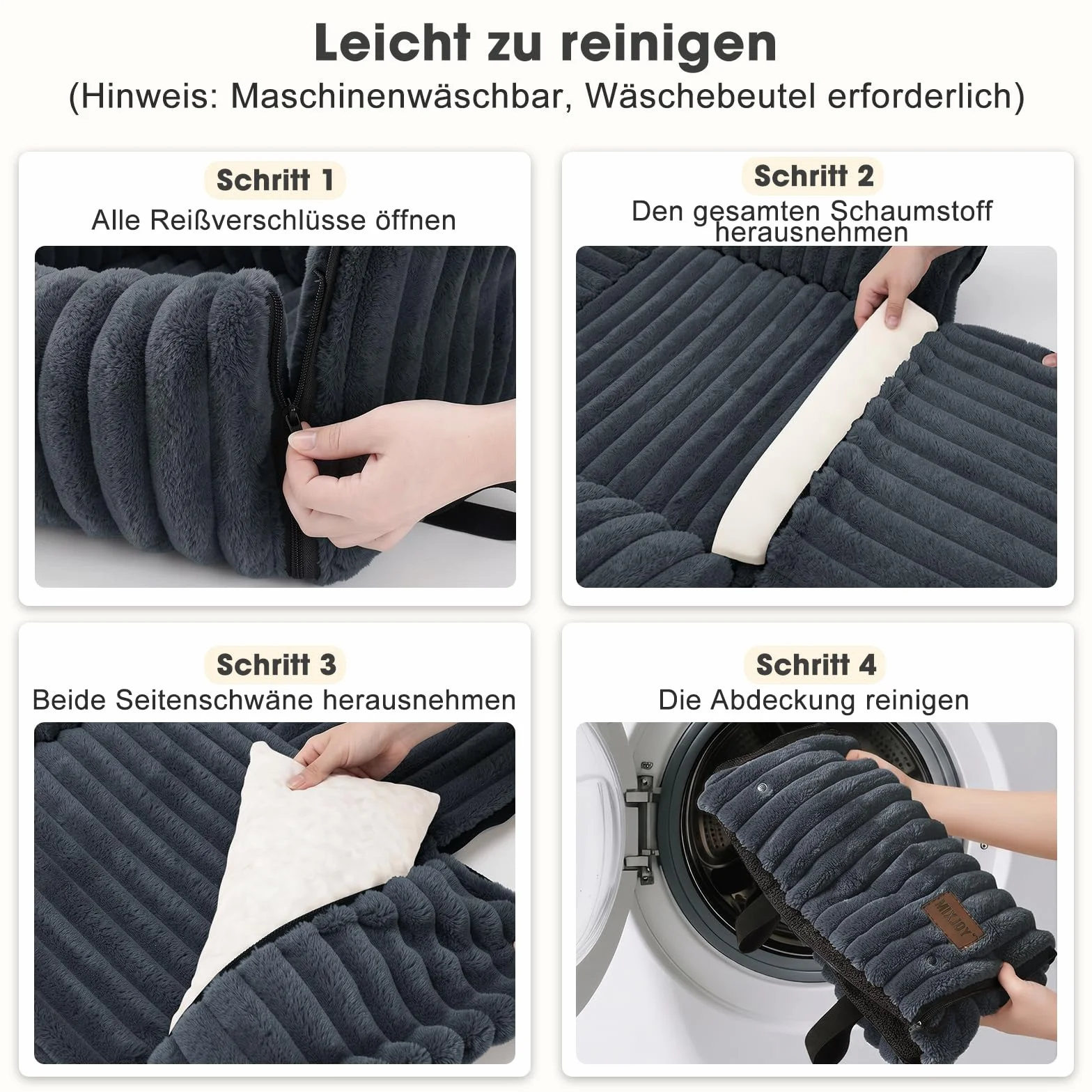 MIXJOY Siège Auto pour Chien Amovible Laisse Lavable Mousse à mémoire de Forme Gris