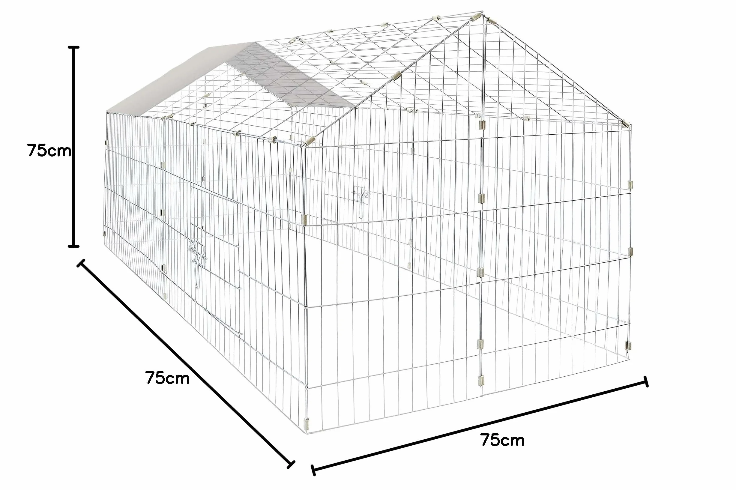 Wiltec Enclos pour Petits Animaux 1800x750x750 mm Acier Clôture avec Toit Grillagé