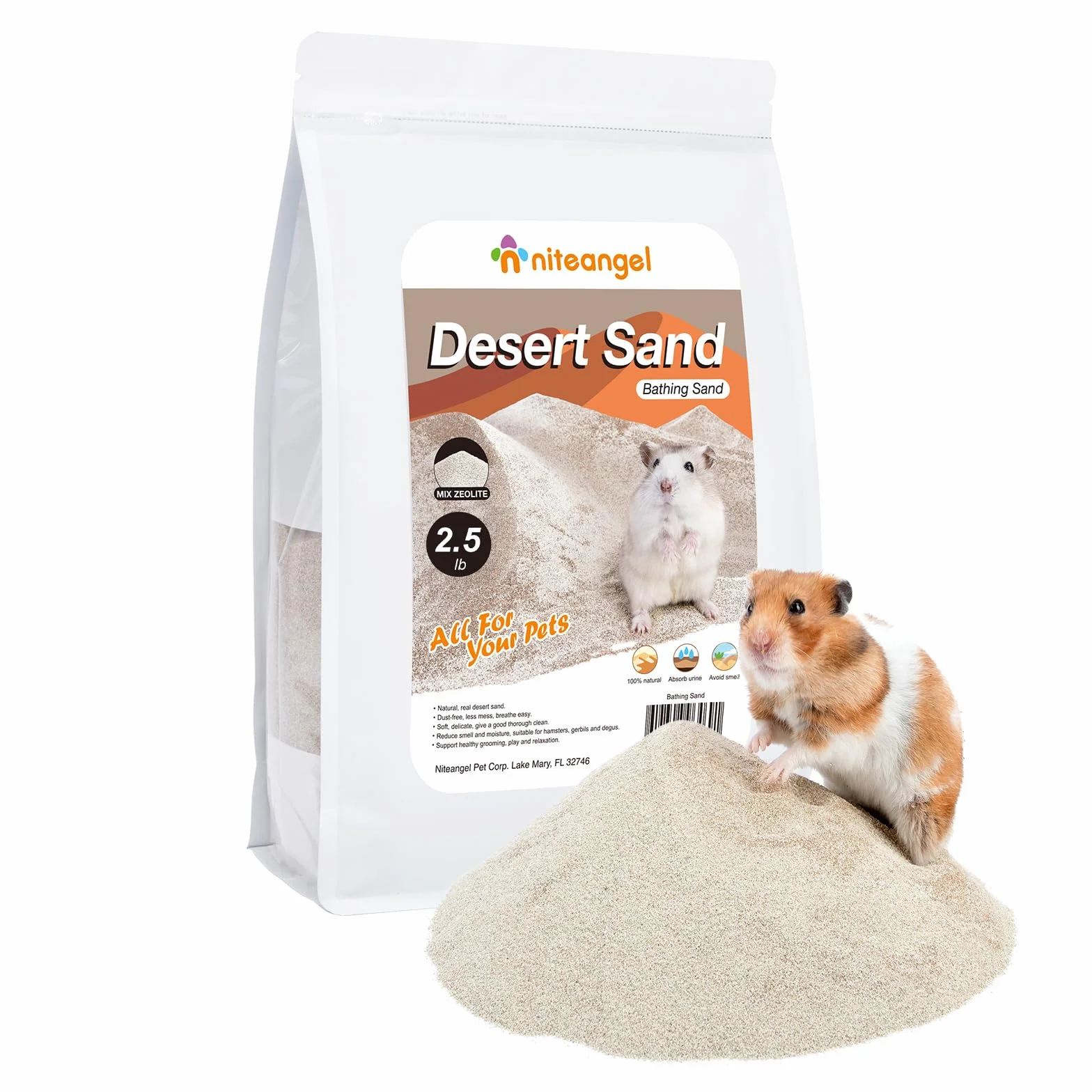 Niteangel Sable de bain désertique sans poussière pour hamsters 1kg
