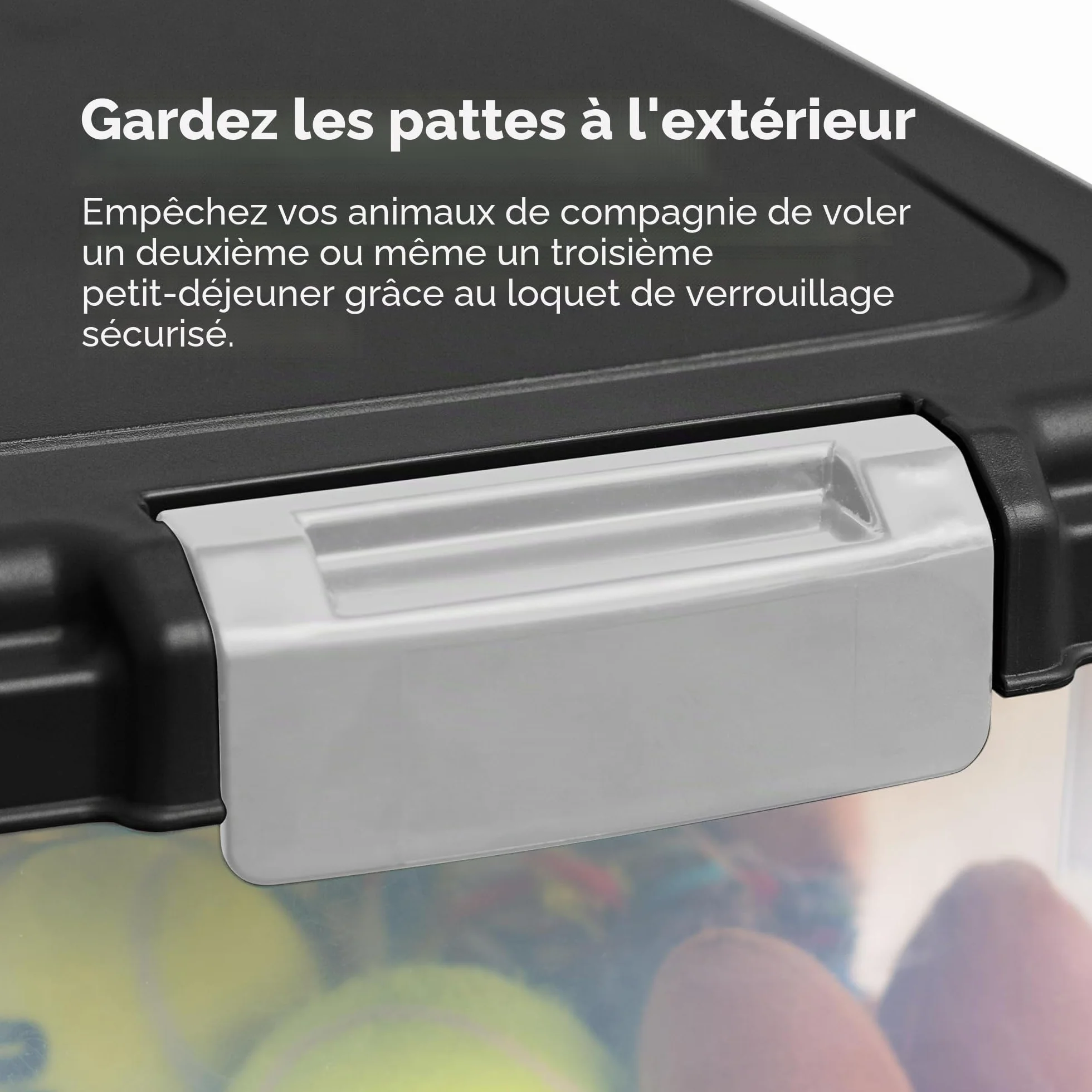 Iris Ohyama Boite Croquettes Chat Hermetique à Roulettes 30L+9L Plastique Noir sans BPA