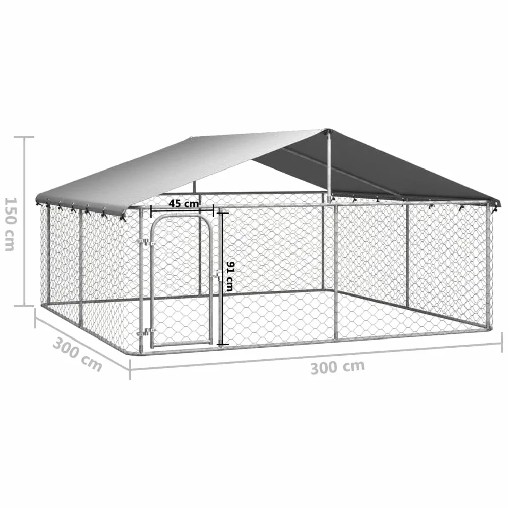 Chenil d'extérieur pour Chien 300x300x150 cm Métal avec Toit