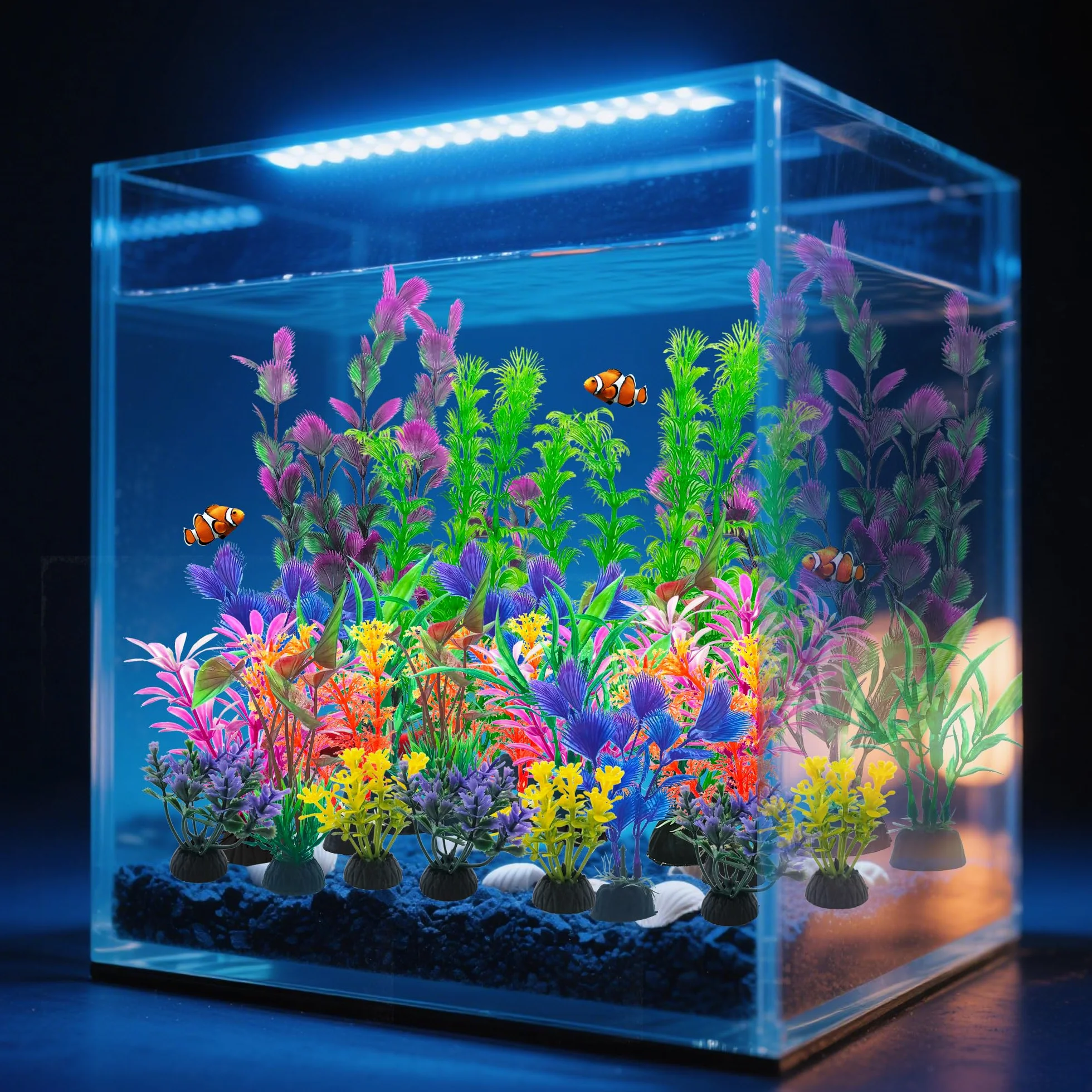 Plantes artificielles pour aquarium SLOCME Lot de 25, 6-30 cm, plastique coloré