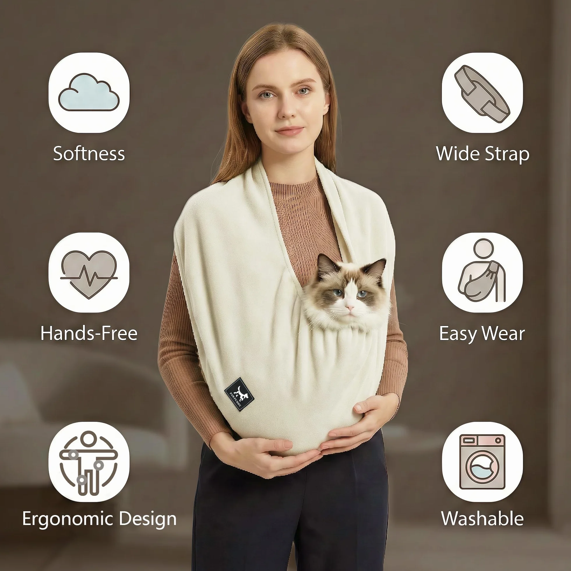 Sac de transport pour chat en bandoulière porte-bébé animaux de compagnie mains libres petit chien chaton doux respirant