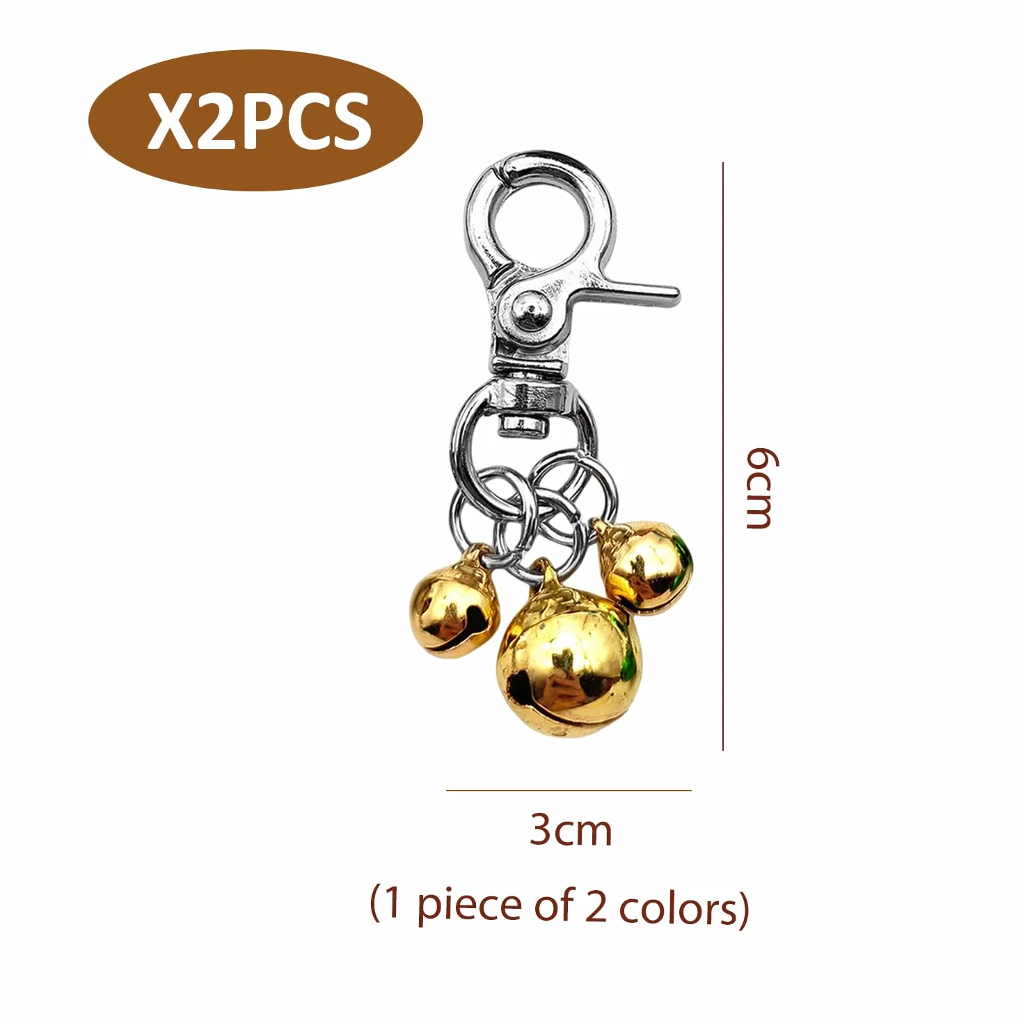 Pendentifs de Cloche pour Chat, Argent, Or - 2 Morceaux