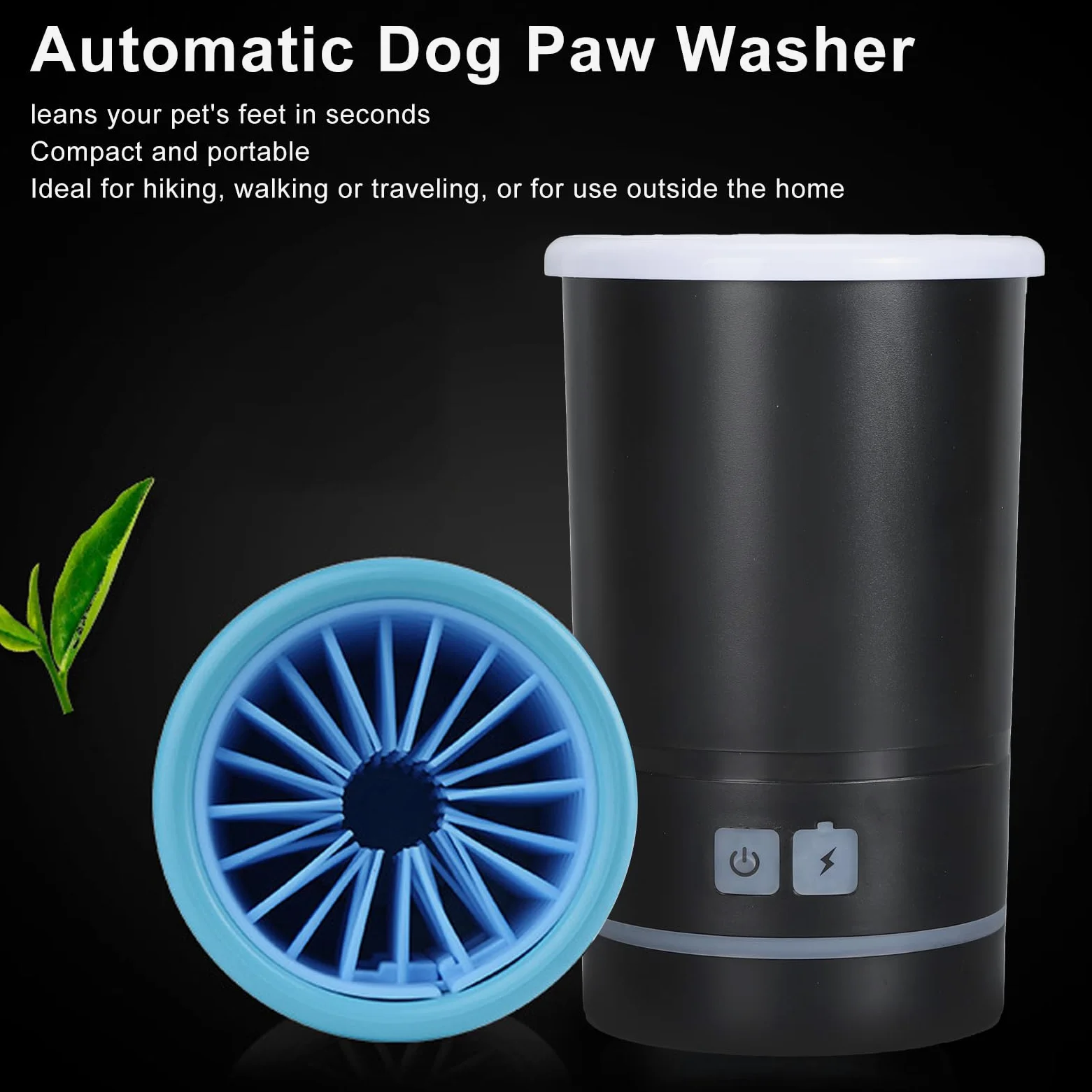 Nettoyeur automatique pour chien, laveuse électrique douce, rechargeable par USB, machine de nettoyage des pattes de chien pour chiens et chats de petite et moyenne taille (noir blanc)