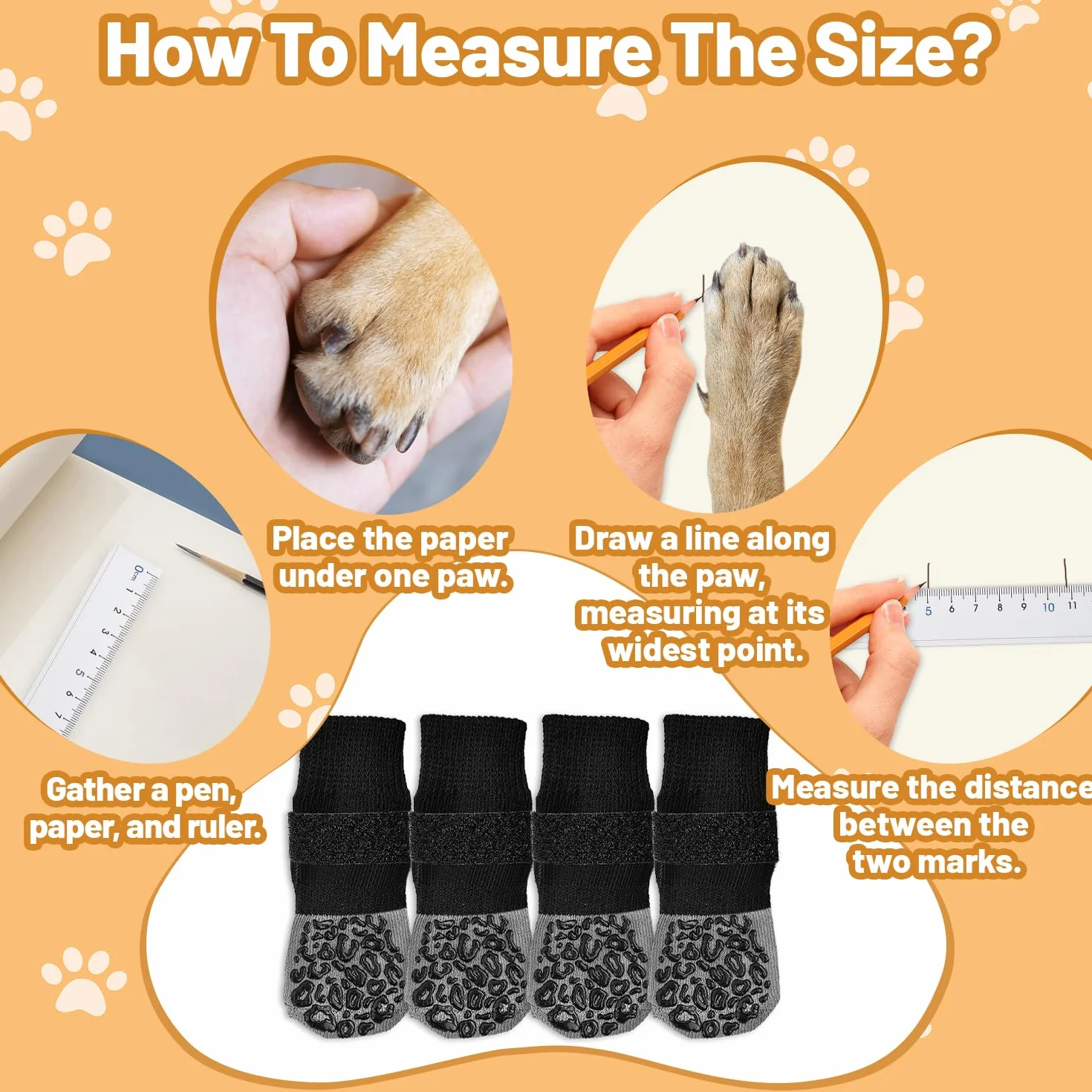 Chaussettes antidérapantes pour Chiens Protection des Pattes Grip supplémentaire Lécher Glisser Motif Léopard Taille L